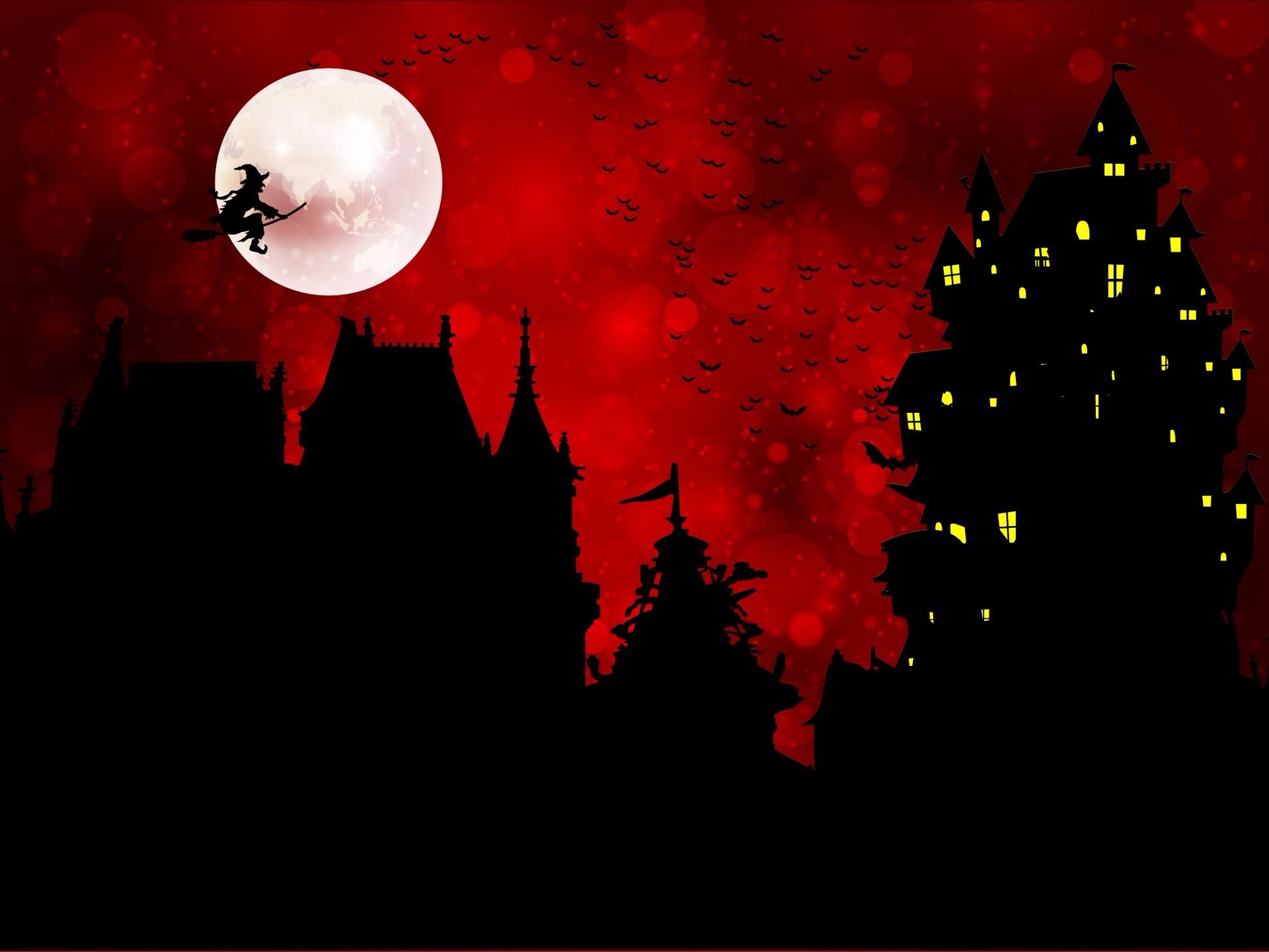 Скачать картинку Луна, Силуэт, Красный, Хэллоуин, Ведьма, Праздничные в телефон бесплатно.