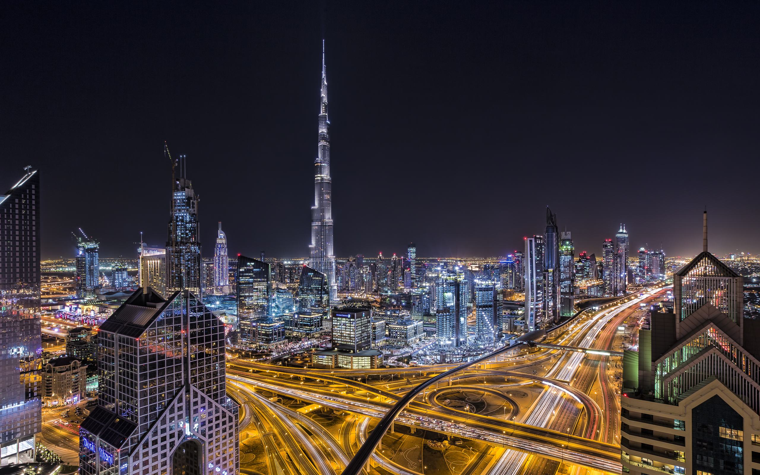 Free download wallpaper Cities, Night, City, Dubai, Man Made on your PC desktop