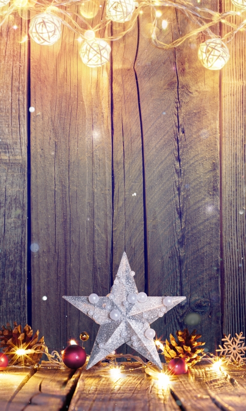 Handy-Wallpaper Feiertage, Schnee, Weihnachten, Licht, Holz, Muster, Schneeflocke, Stern kostenlos herunterladen.