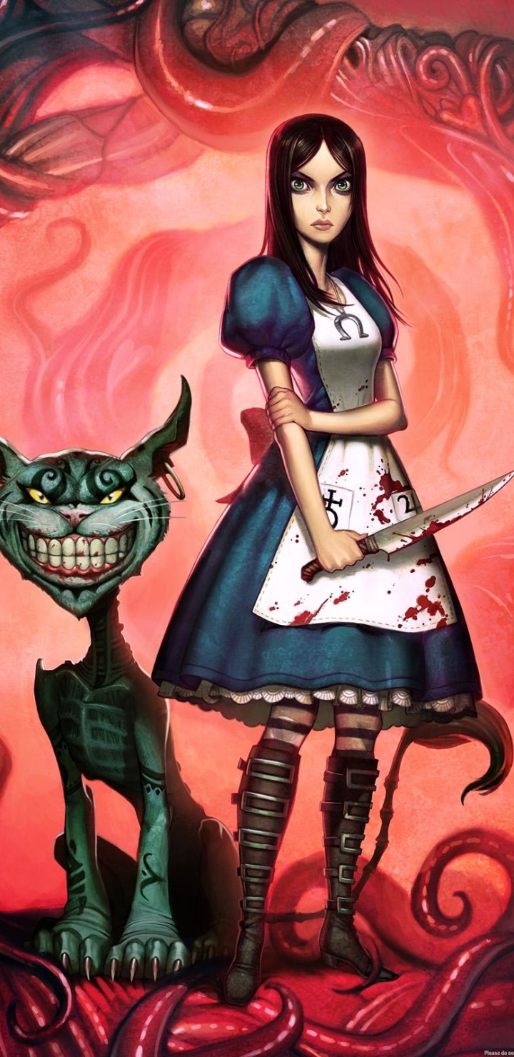 Handy-Wallpaper Alice: Madness Returns, Computerspiele, Grinsekatze kostenlos herunterladen.