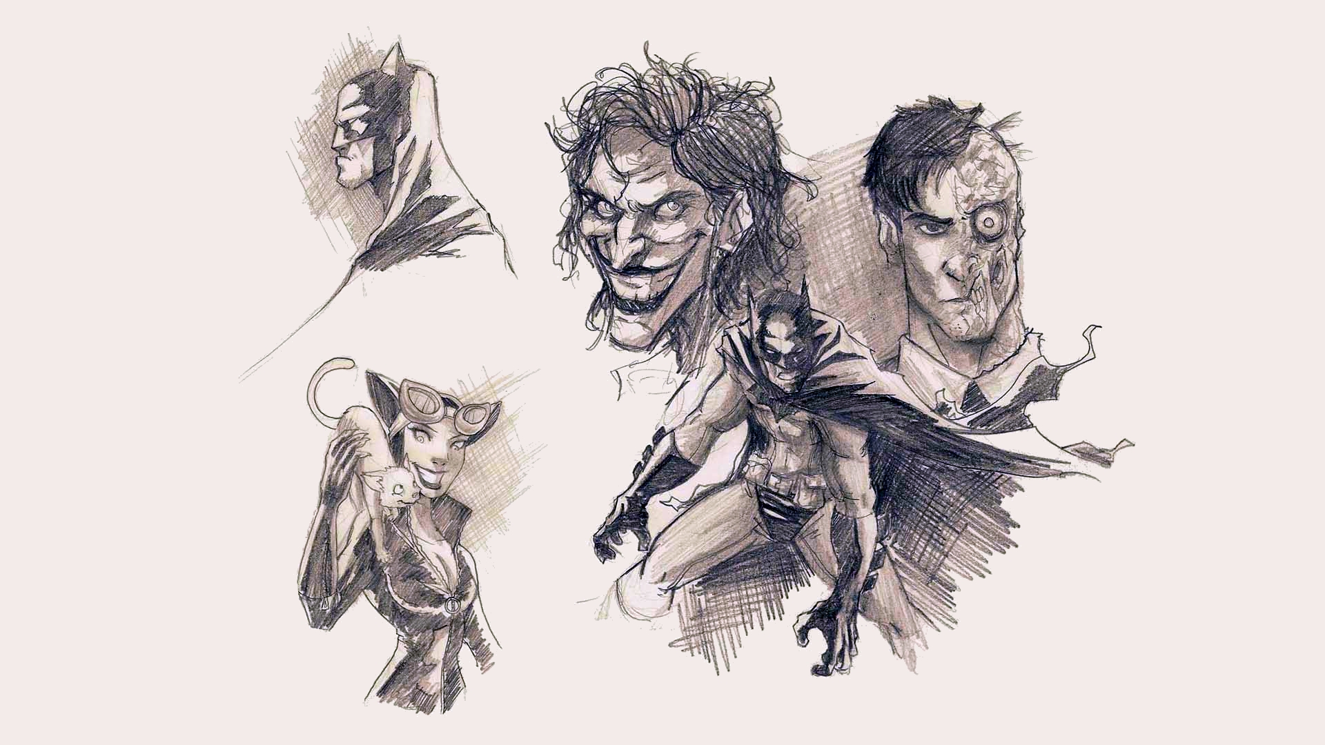 PCデスクトップに漫画, バットマン, ジョーカー, キャットウーマン, 2つの顔画像を無料でダウンロード