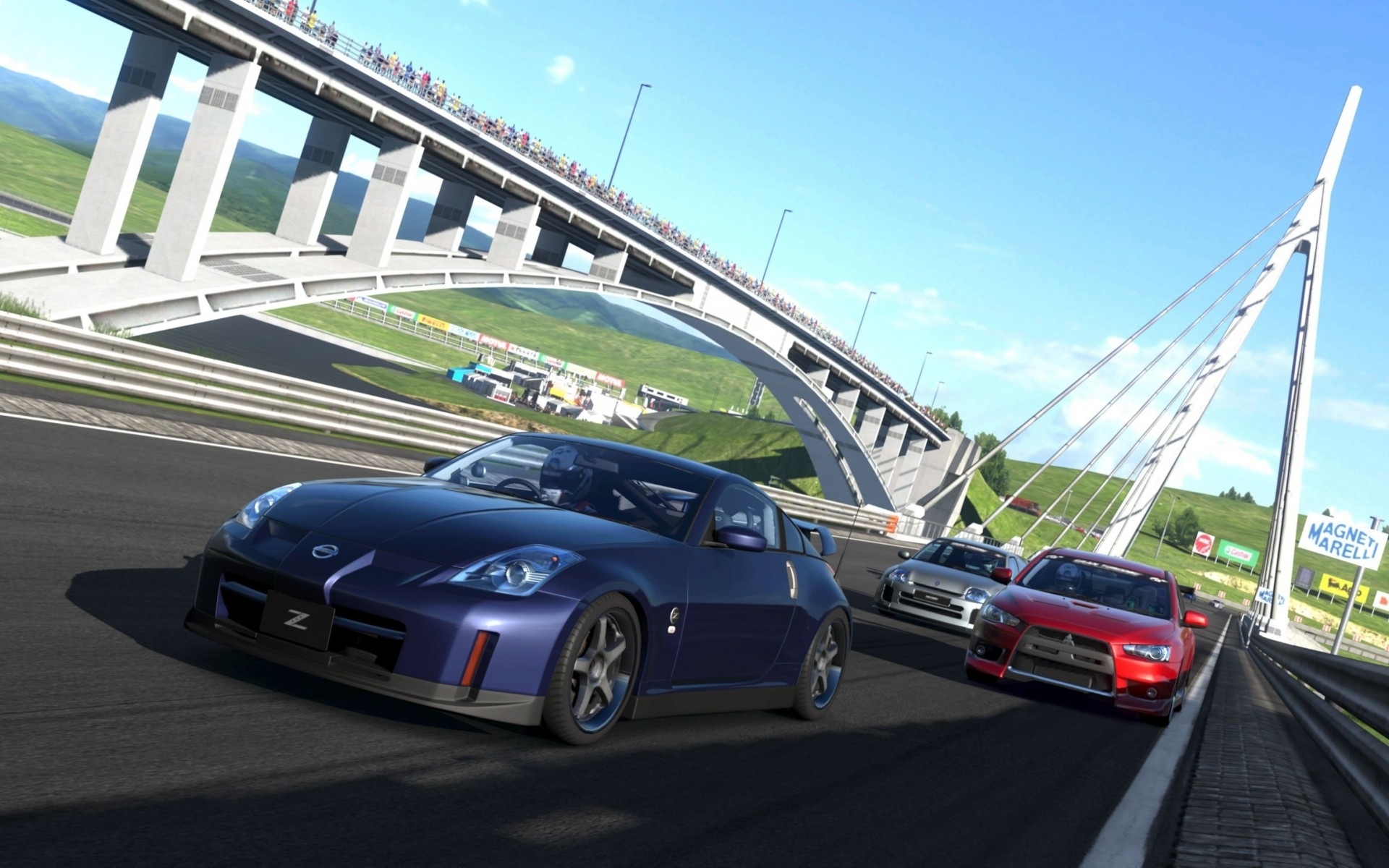 Handy-Wallpaper Brücke, Autos, Gran Turismo, Computerspiele, Wettrennen, Gran Turismo 5 kostenlos herunterladen.