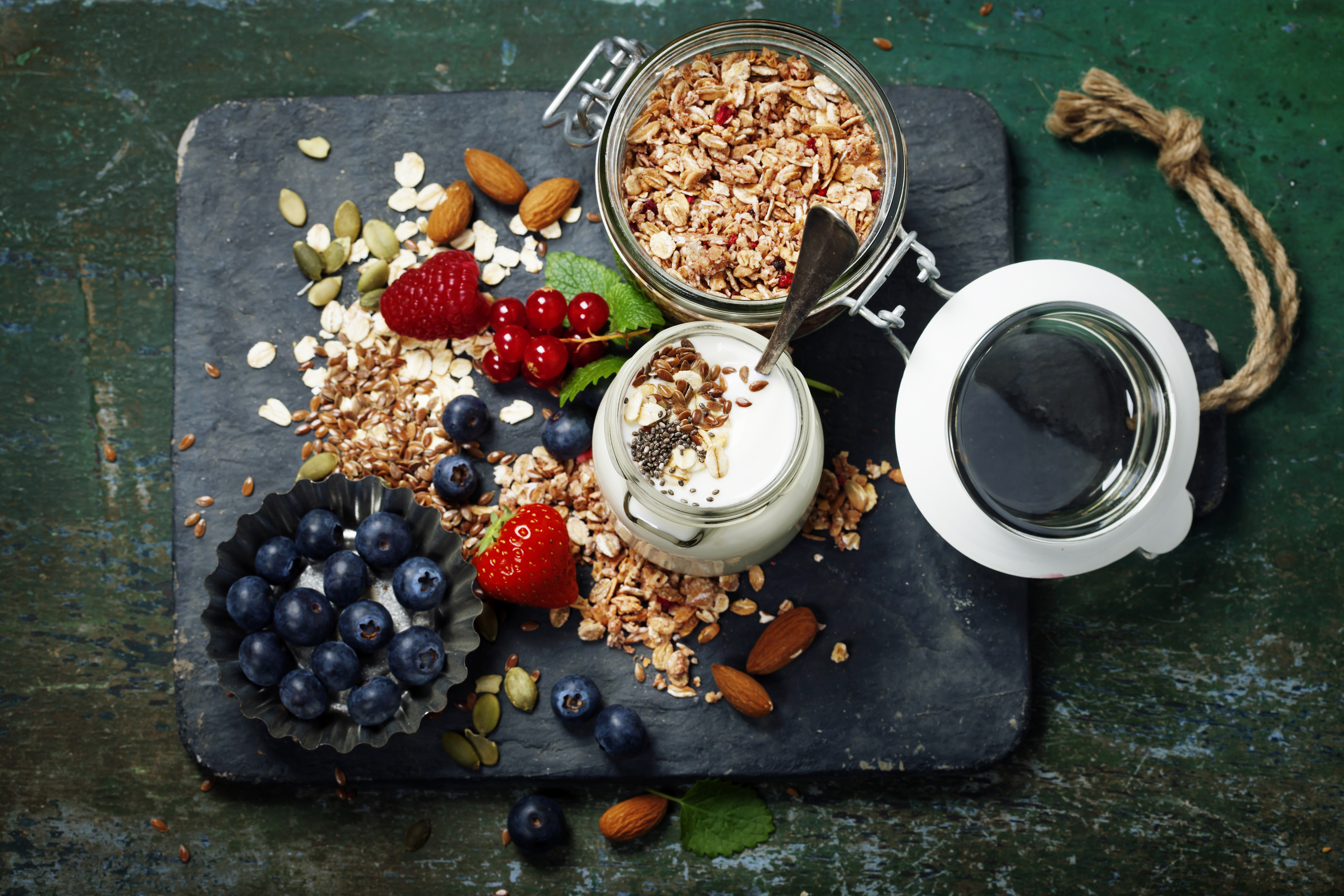 Download mobile wallpaper Food, Blueberry, Still Life, Berry, Muesli, Breakfast for free.