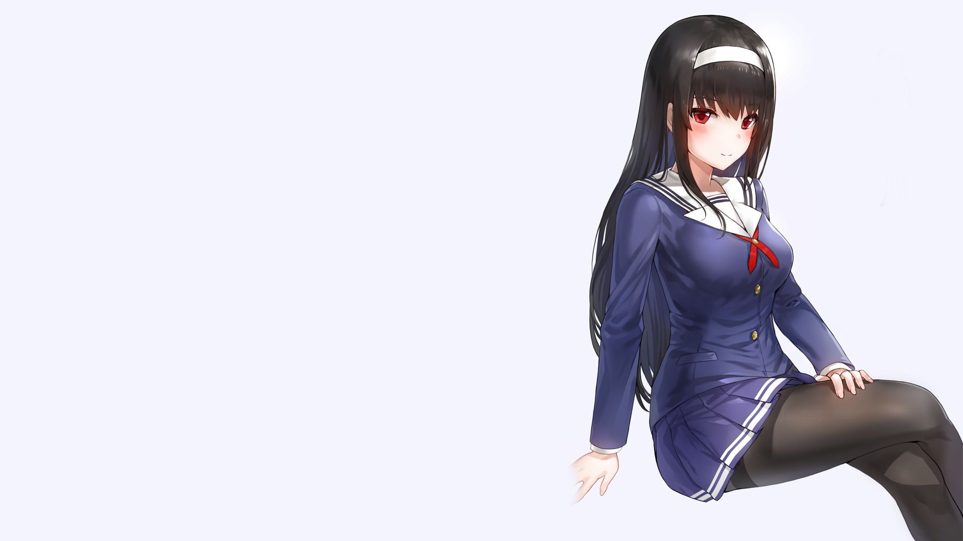Free download wallpaper Anime, Smile, Skirt, School Uniform, Red Eyes, Black Hair, Long Hair, Saekano: How To Raise A Boring Girlfriend, Utaha Kasumigaoka on your PC desktop