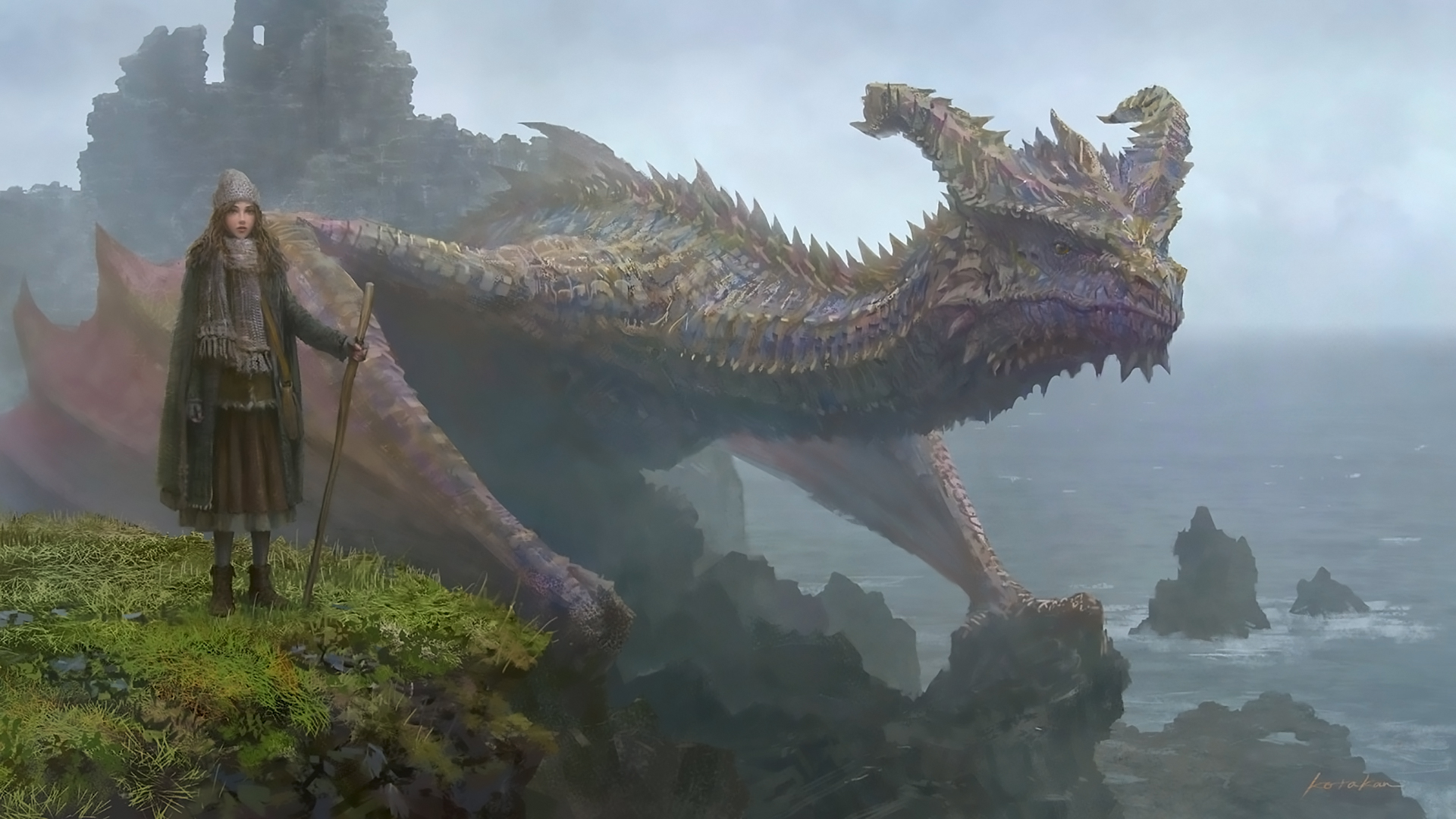 Free download wallpaper Fantasy, Sea, Dragon on your PC desktop