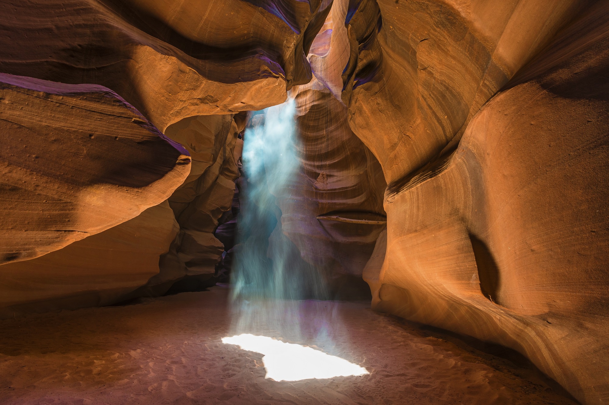 Download mobile wallpaper Nature, Canyon, Sand, Earth, Canyons, Antelope Canyon, Sunbeam for free.