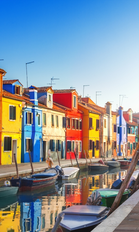 Handy-Wallpaper Städte, Italien, Venedig, Haus, Bunt, Kanal, Gondel, Menschengemacht kostenlos herunterladen.