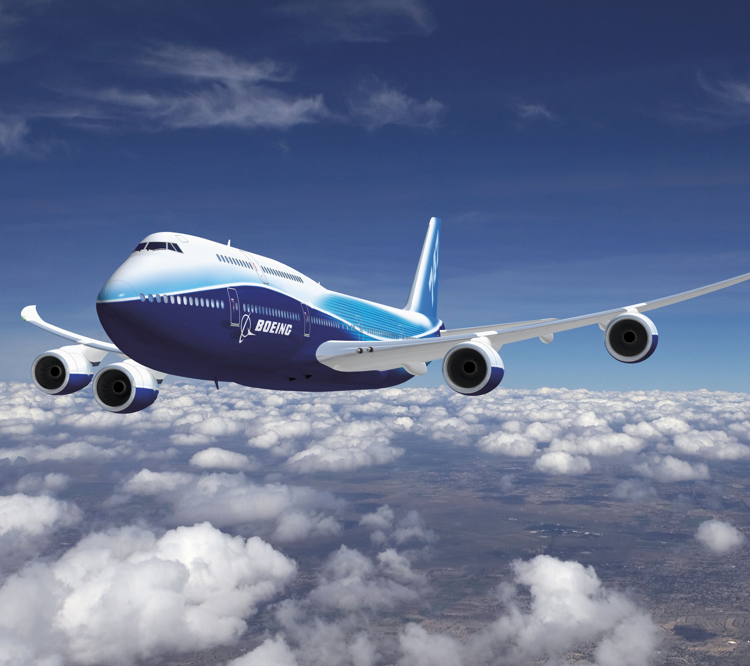 Скачать обои бесплатно Облака, Самолет, Облако, Самолёты, Транспортные Средства, Боинг 747 картинка на рабочий стол ПК
