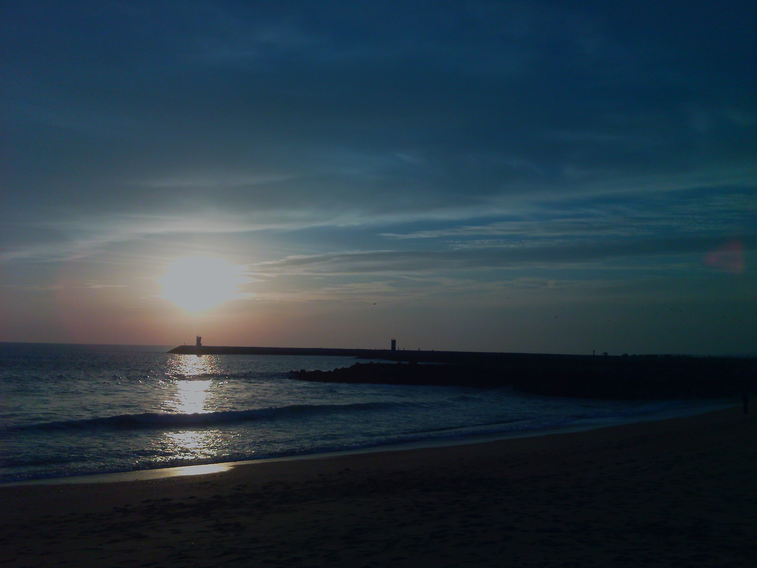 Скачать обои бесплатно Море, Пляж, Земля/природа, Закат Солнца картинка на рабочий стол ПК