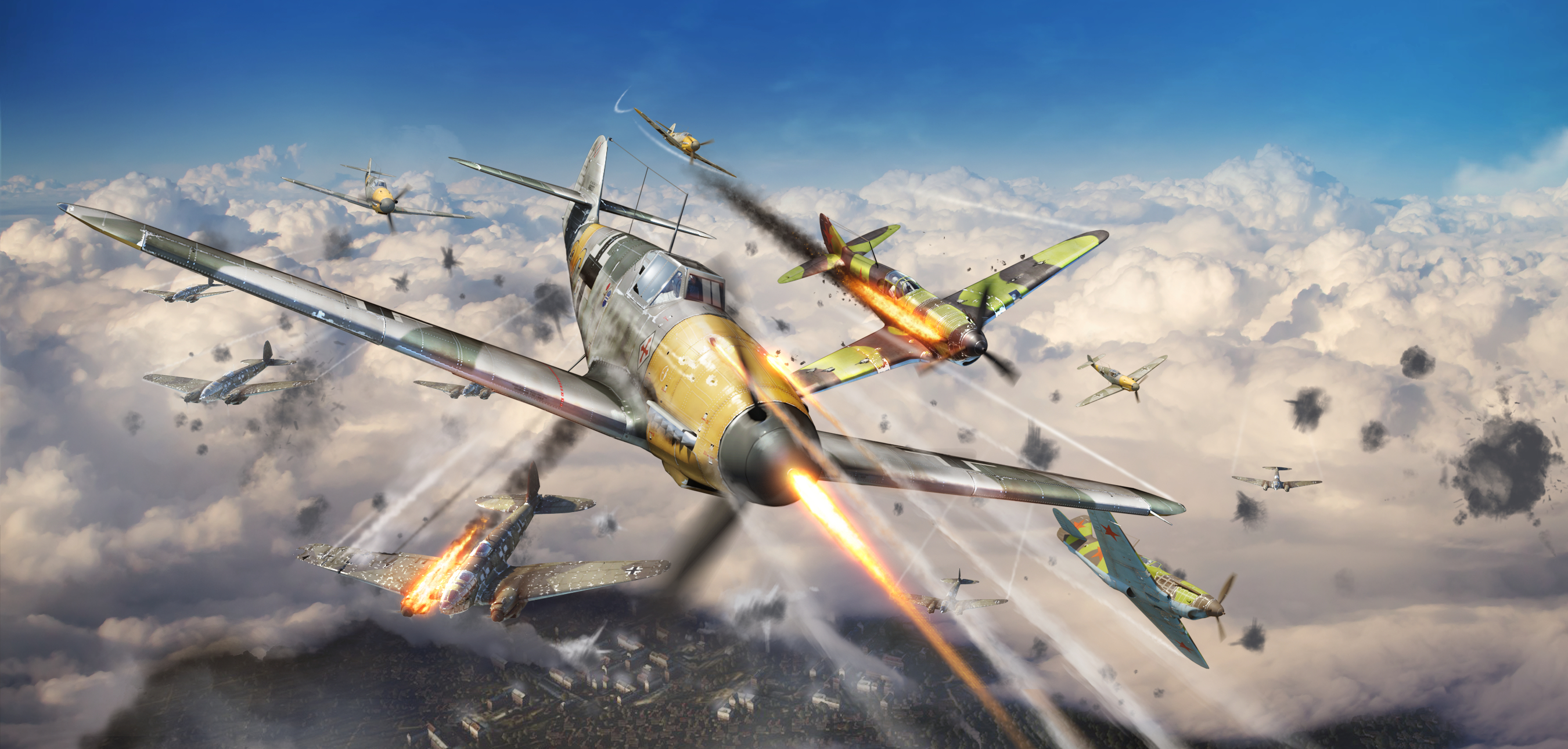Free download wallpaper Cloud, Battle, Aircraft, Video Game, Warplane, War Thunder on your PC desktop