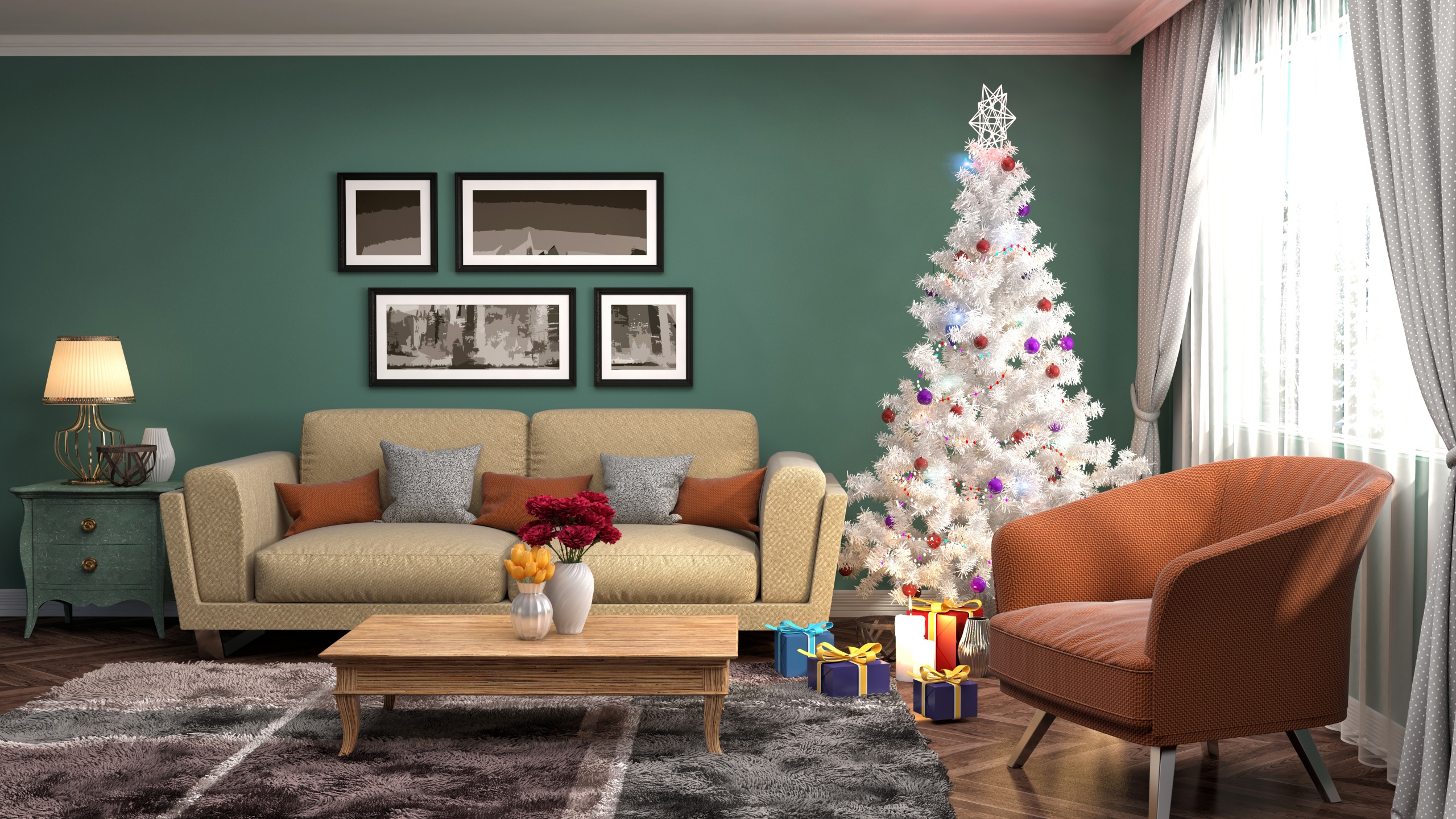 PCデスクトップに装飾, クリスマス, 贈り物, クリスマスツリー, 家具, ホリデー画像を無料でダウンロード