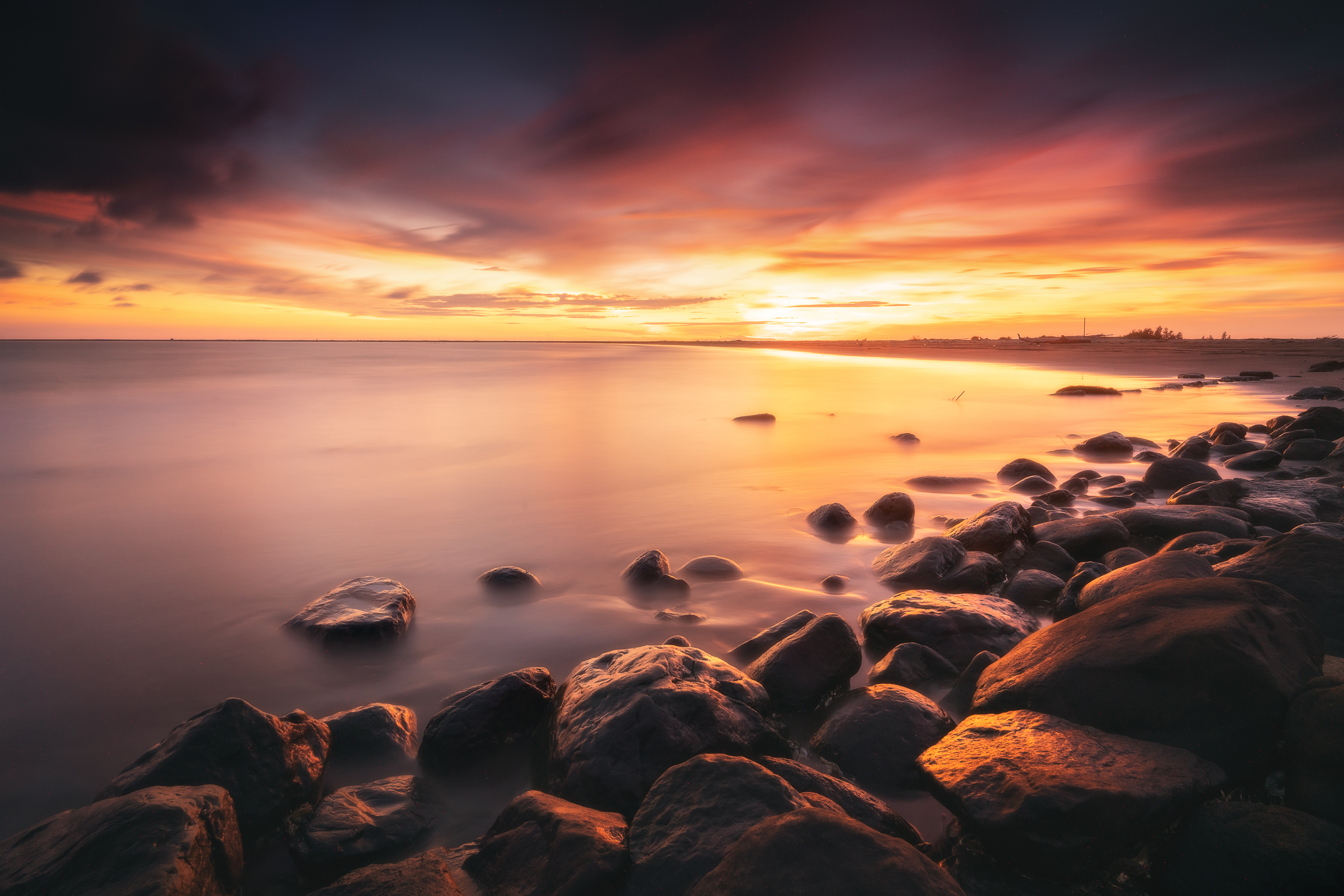 Laden Sie das Küste, Natur, Sunset, Stones, Horizont-Bild kostenlos auf Ihren PC-Desktop herunter