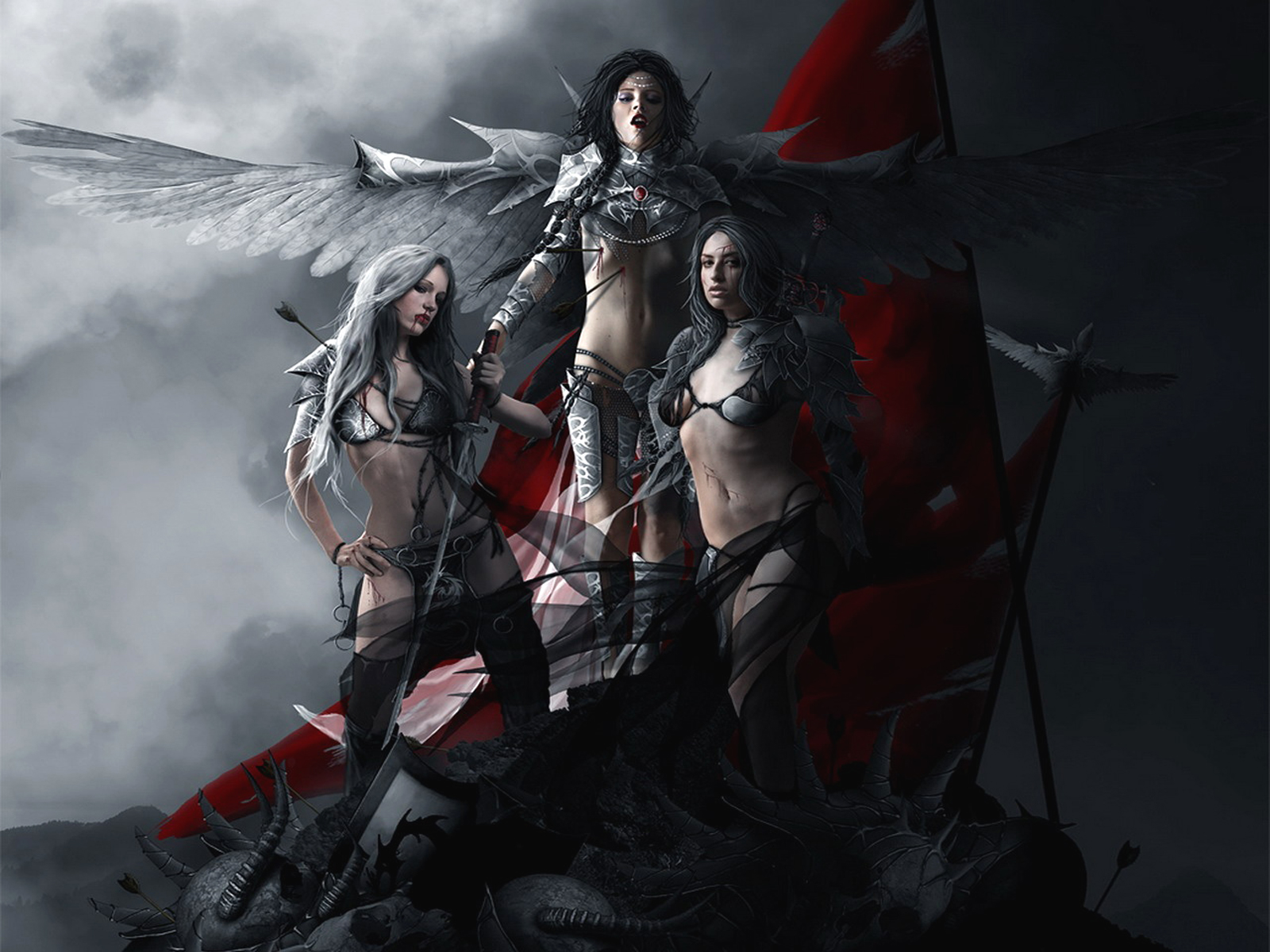 Download mobile wallpaper Fantasy, Dark, Wings, Angel, Vampire, Woman Warrior for free.