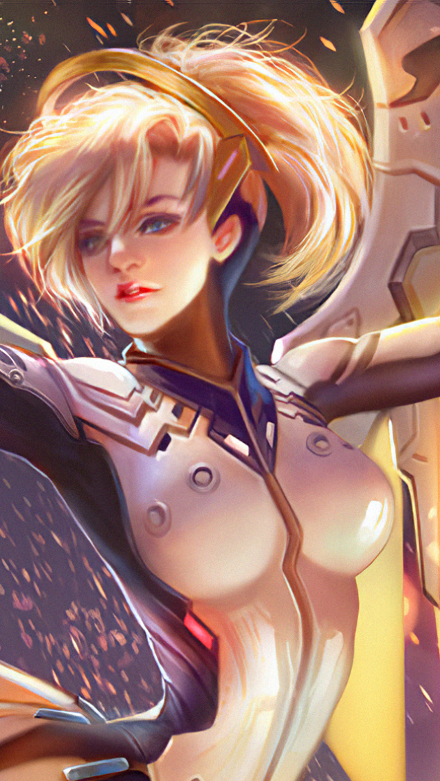 Download mobile wallpaper Blonde, Overwatch, Video Game, Mercy (Overwatch) for free.