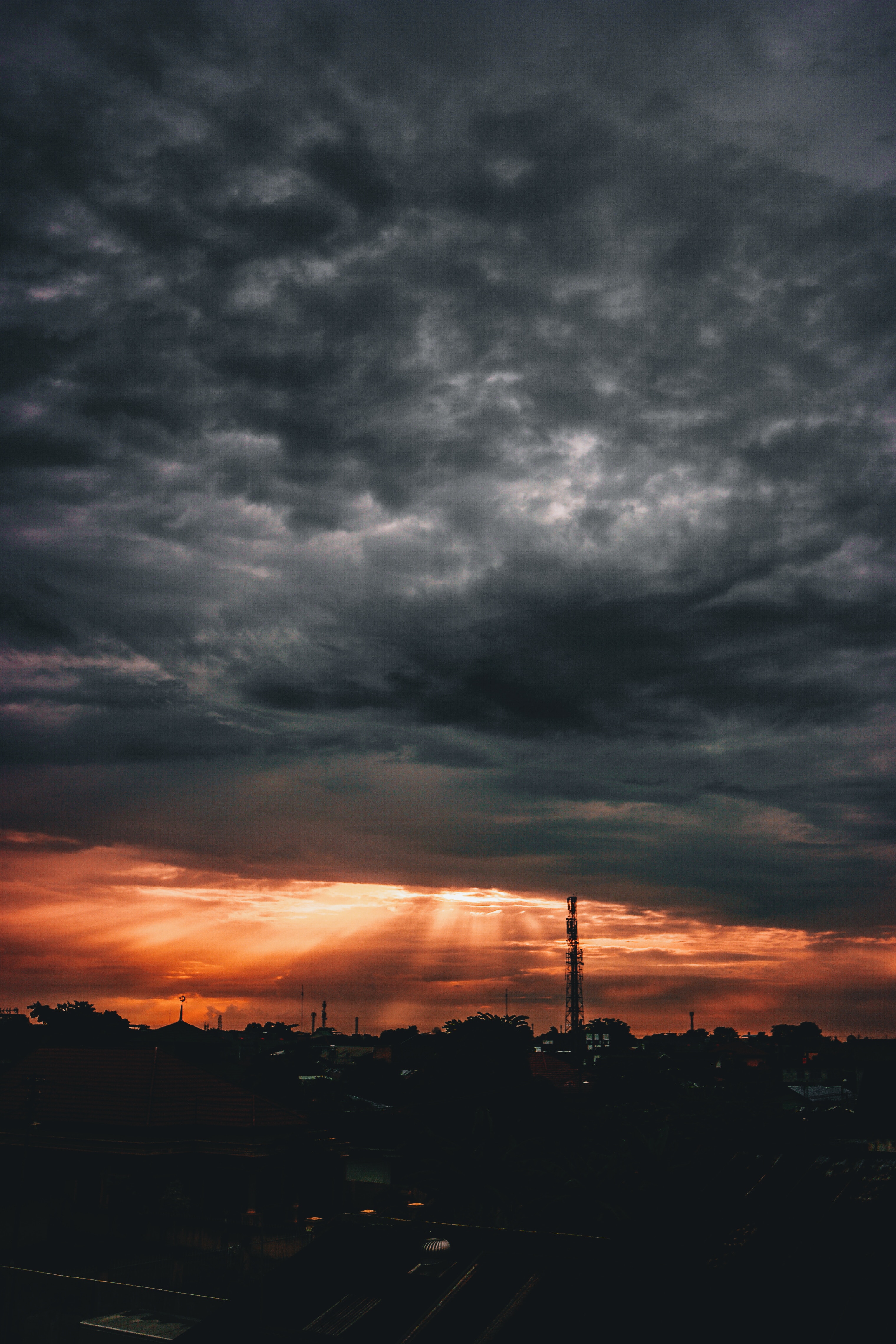 mainly cloudy, dark, indonesia, night, clouds, night city, overcast 2160p