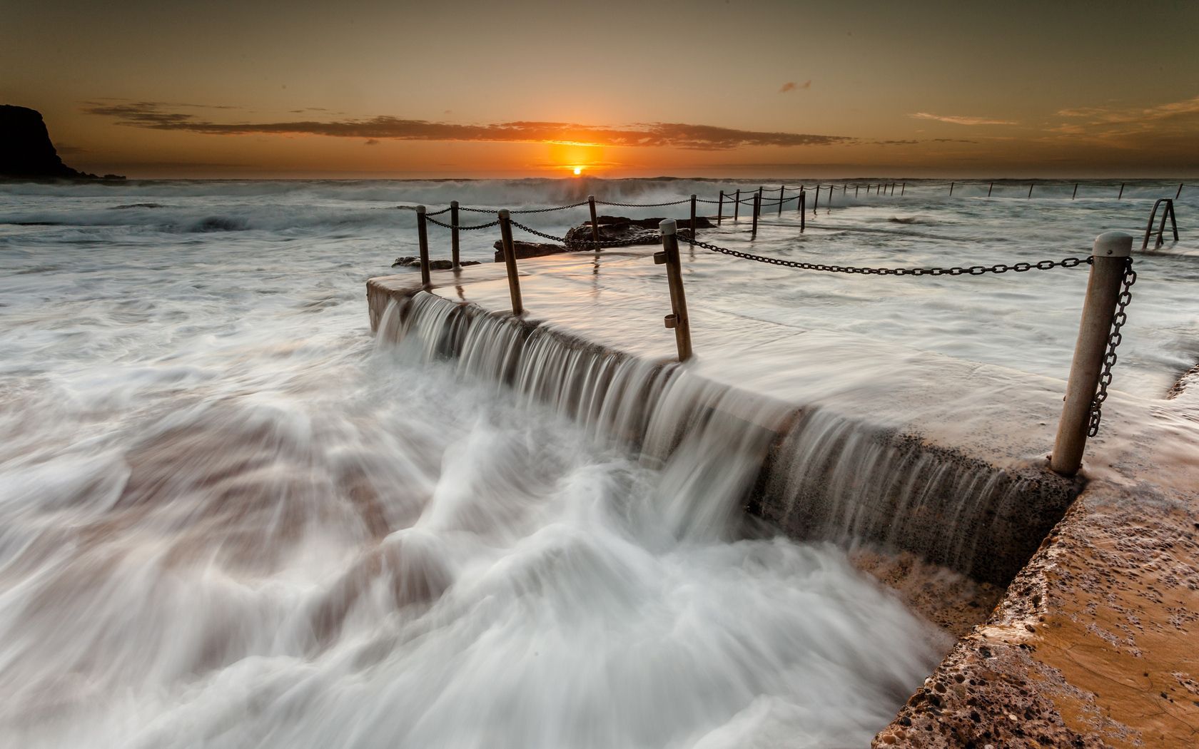 nature, sea, chains, fencing, storm, fences, breakwaters
