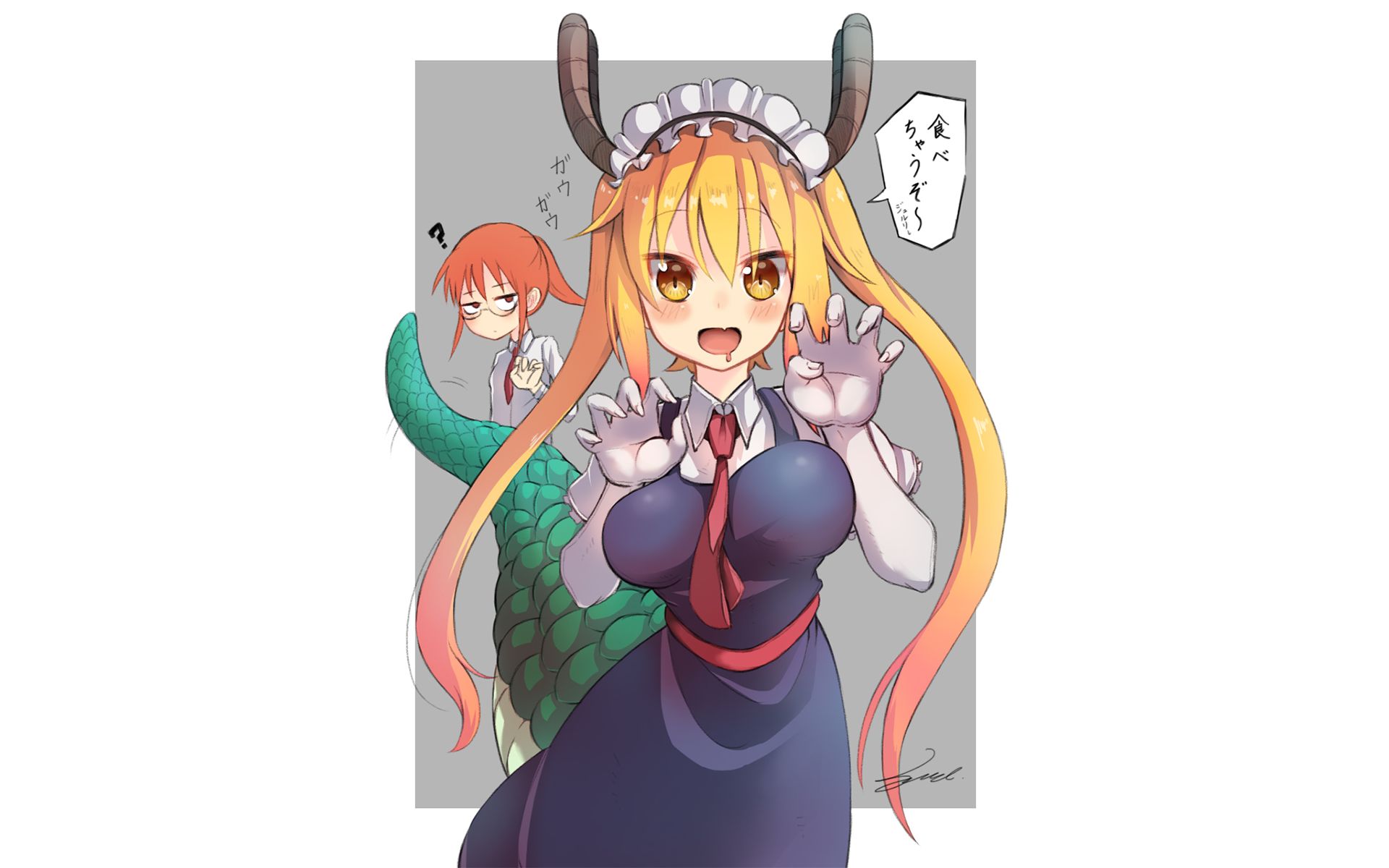 tohru (miss kobayashi's dragon maid), anime, miss kobayashi's dragon maid, kobayashi (miss kobayashi's dragon maid), kobayashi san chi no maid dragon