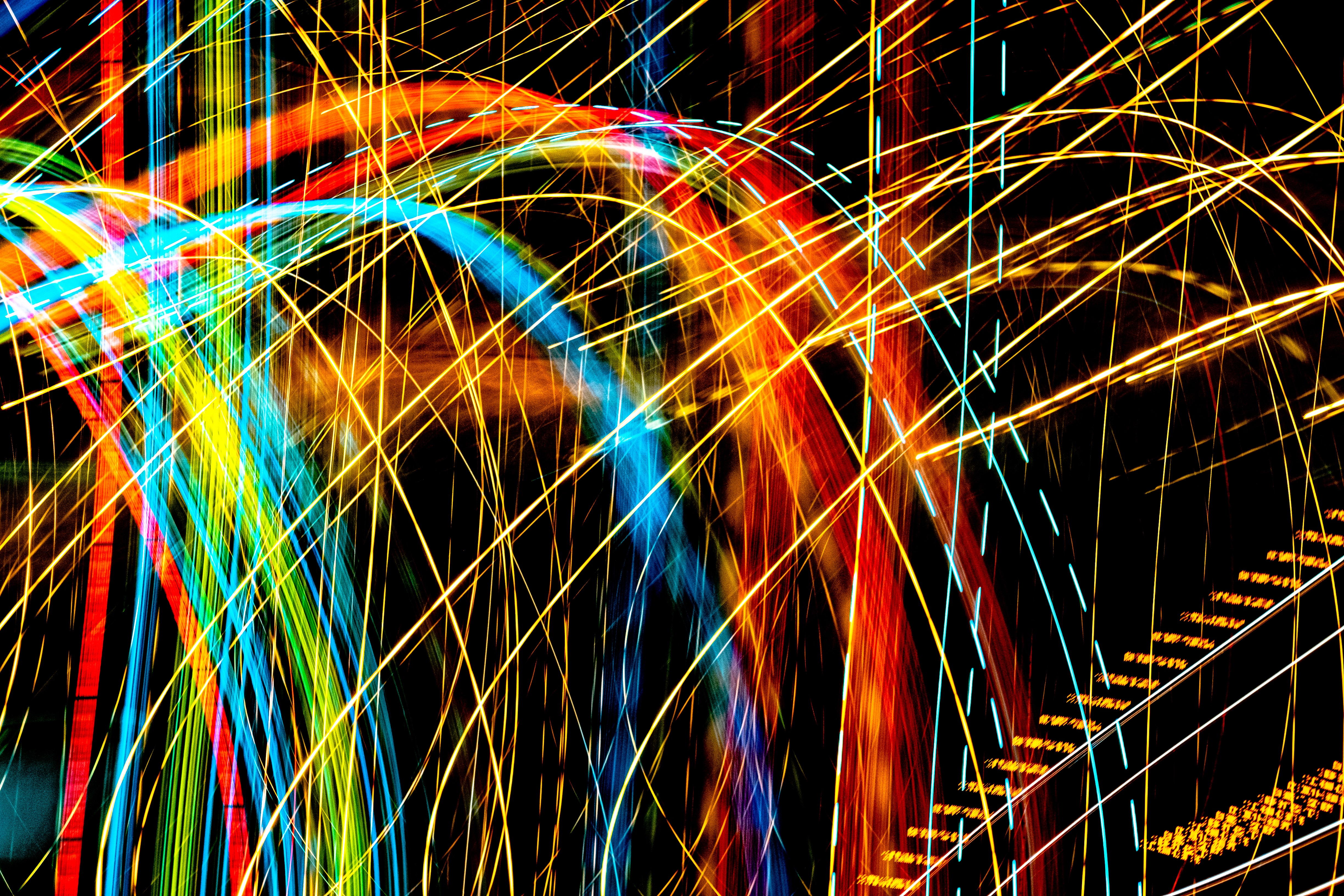 Free download wallpaper Shine, Light, Motley, Long Exposure, Multicolored, Lines, Abstract on your PC desktop