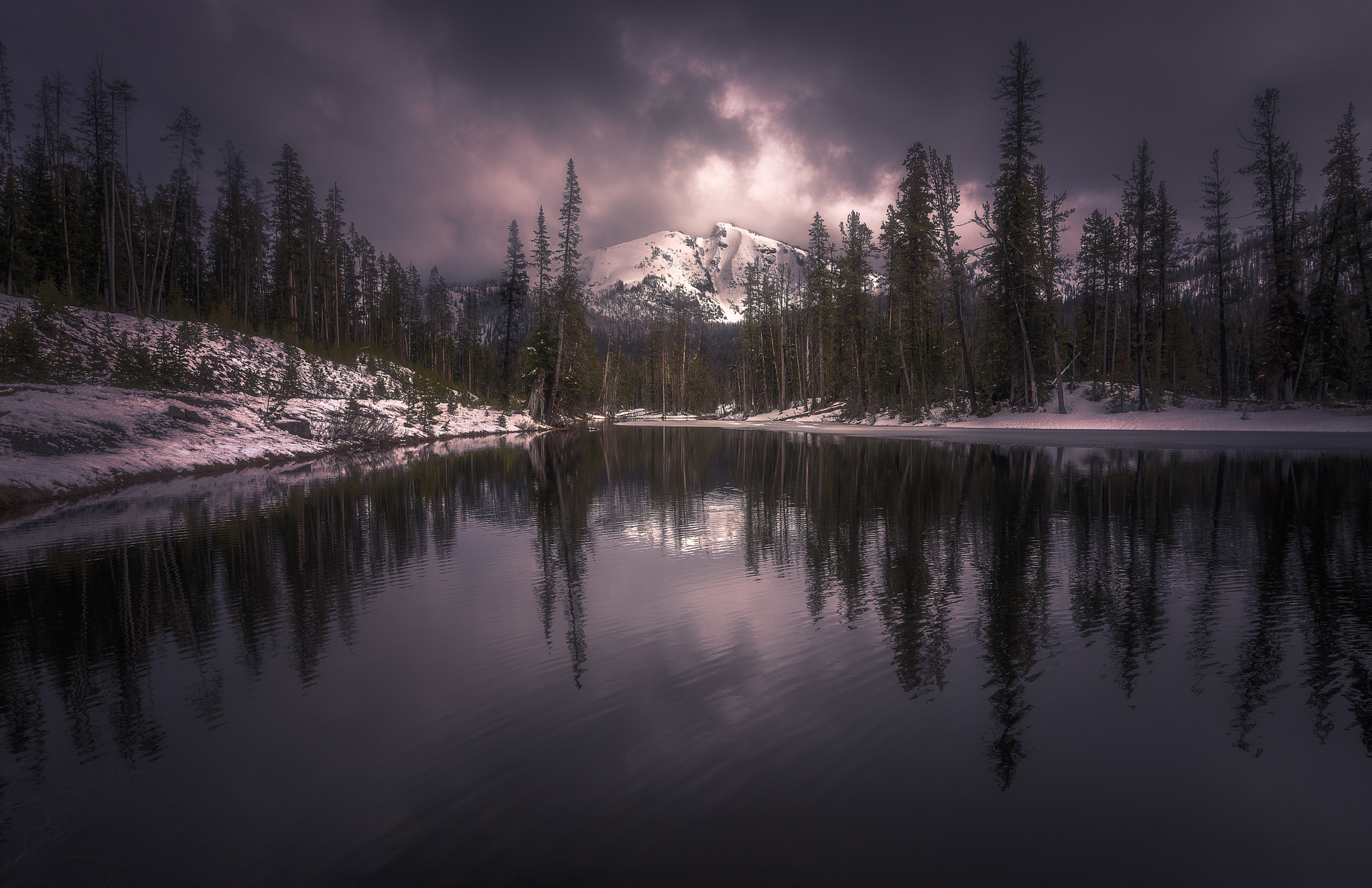 Free download wallpaper Winter, Nature, Snow, Mountain, Lake, Reflection, Forest, Earth on your PC desktop