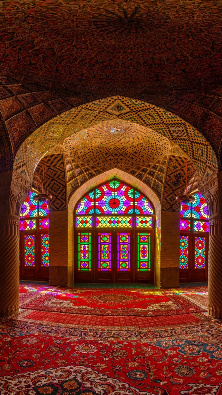 Handy-Wallpaper Farben, Bogen, Bunt, Moschee, Religiös, Felsentor, Buntglas, Moscheen kostenlos herunterladen.
