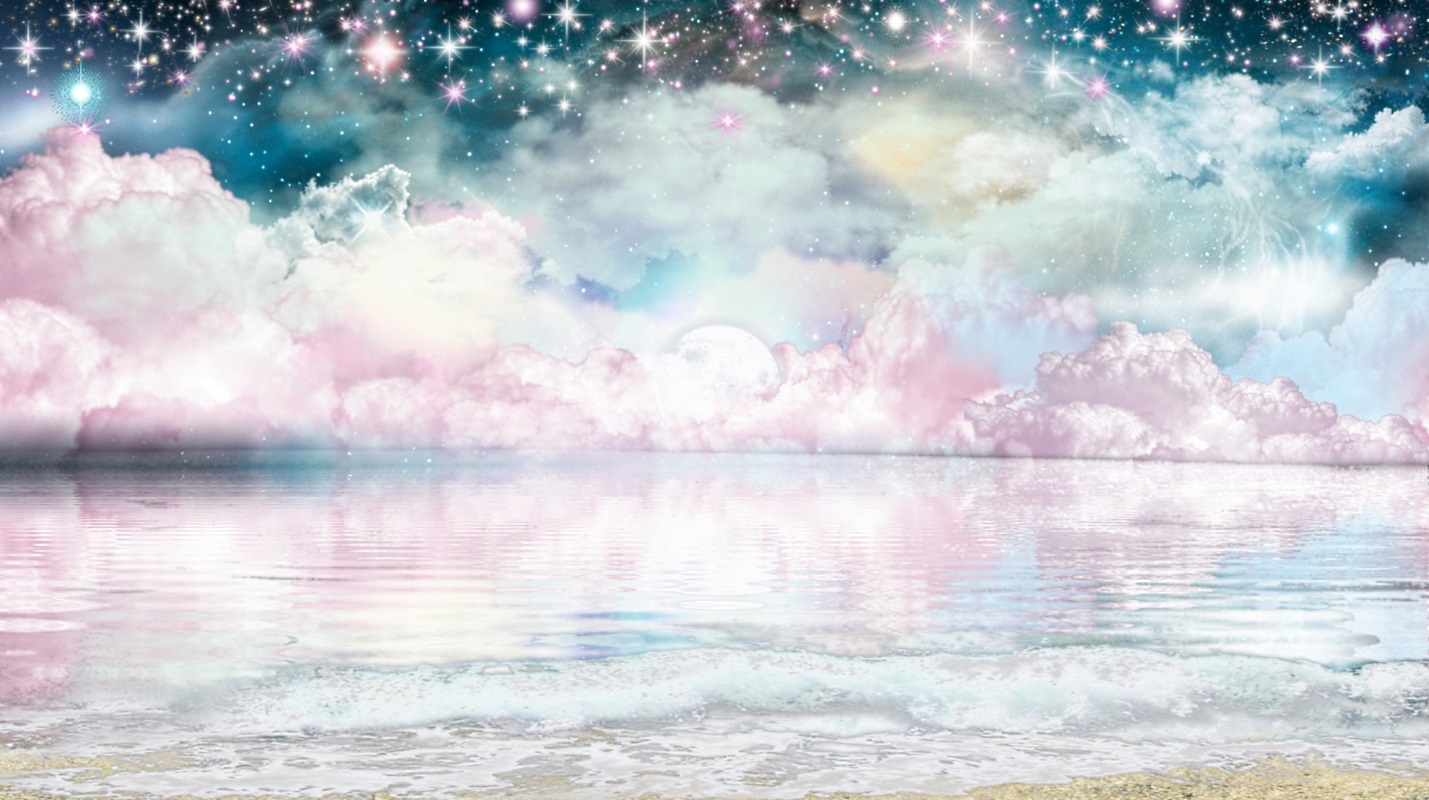 581517 скачать обои море, лиловый, художественные, природа, облака, океан, звезды - заставки и картинки бесплатно