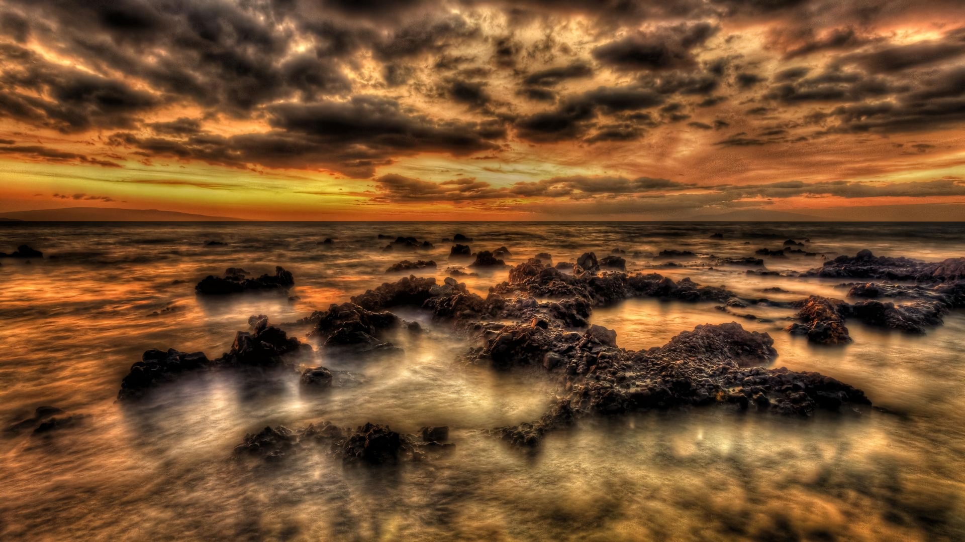Download mobile wallpaper Sunset, Sky, Sea, Horizon, Ocean, Earth, Hdr, Cloud for free.