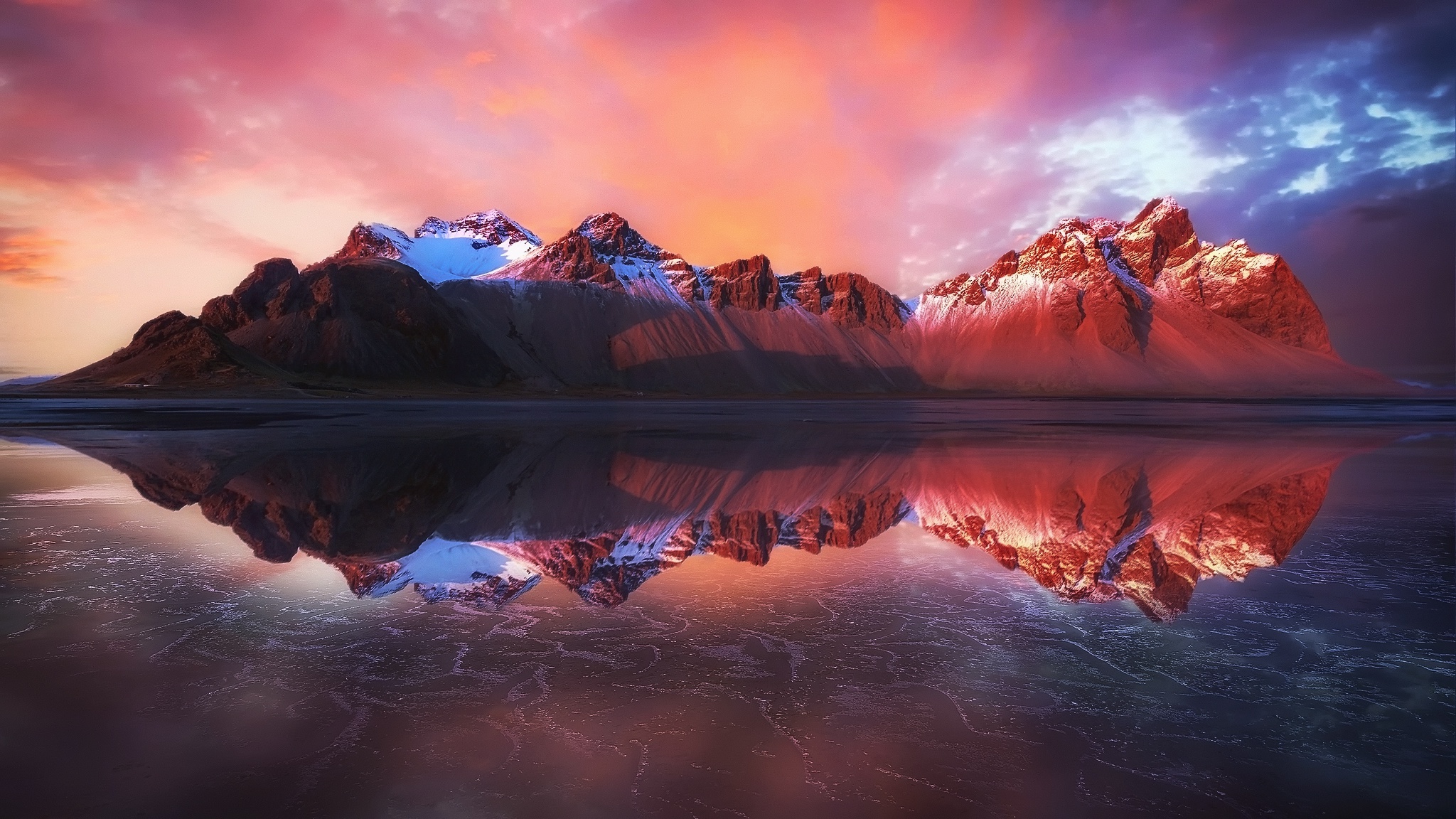 mountains, earth, vestrahorn, iceland, mountain, nature, reflection