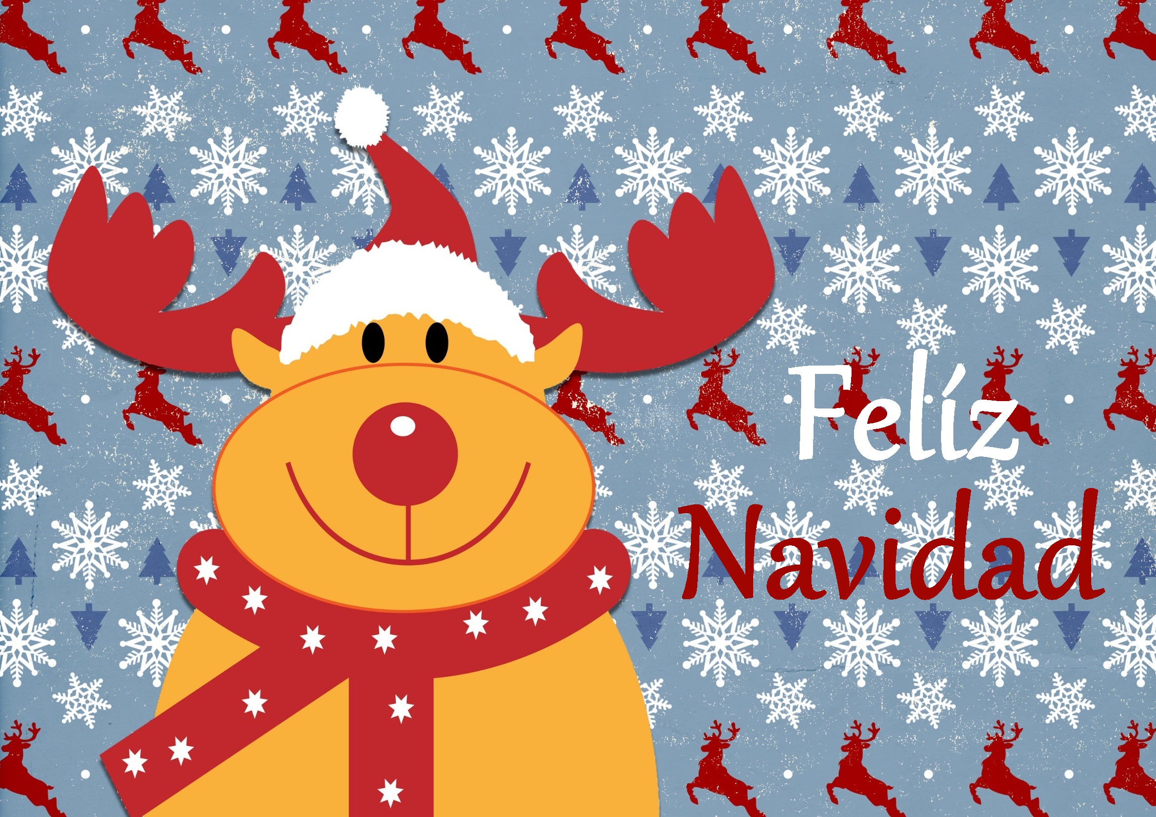 Handy-Wallpaper Feiertage, Schnee, Weihnachten, Frohe Weihnachten, Weihnachtsmütze, Rentier, Rudolf (Rentier) kostenlos herunterladen.
