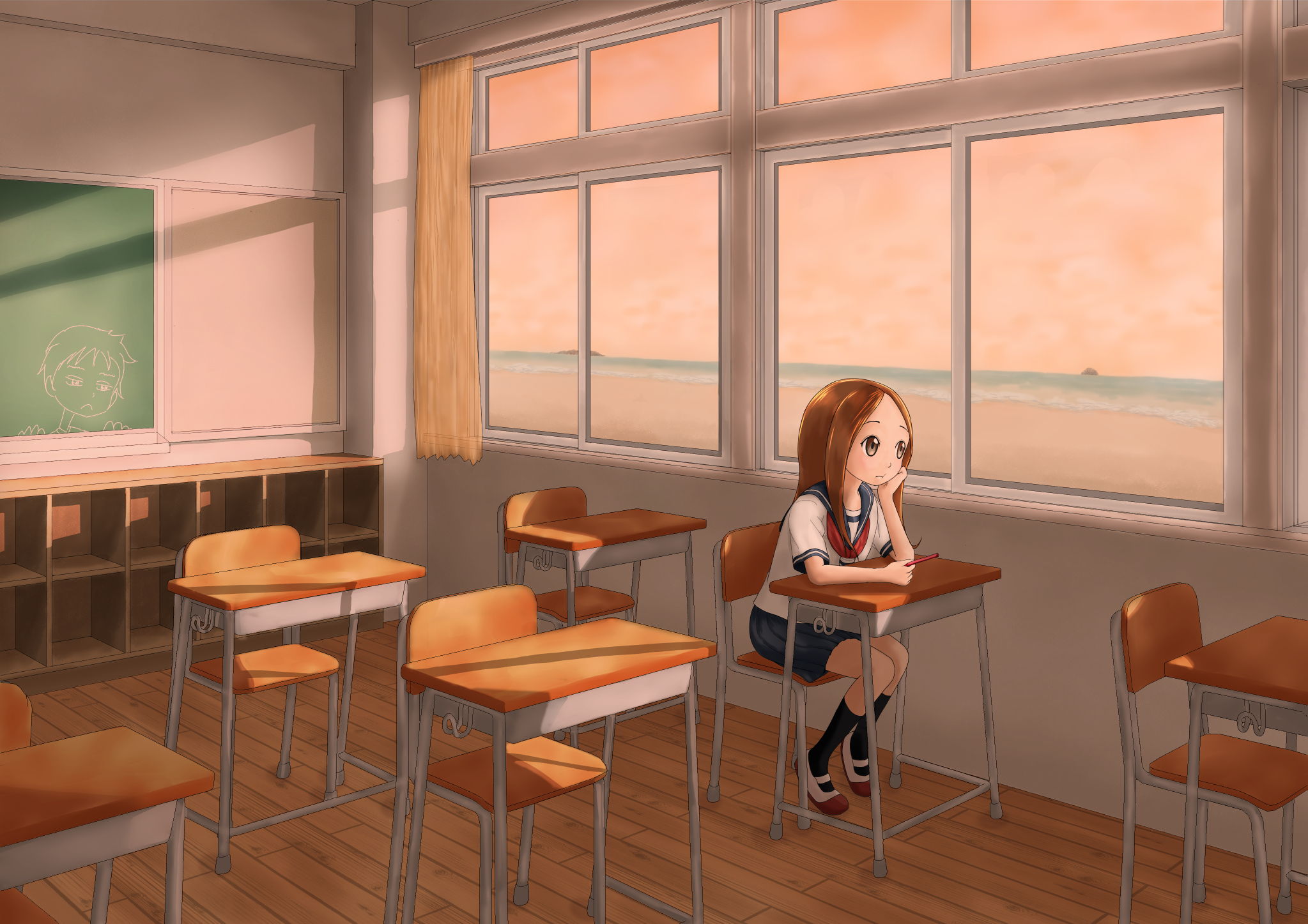 Скачать обои бесплатно Аниме, Школьная Форма, Озорная Такаги, Такаги (Каракай Джоузу Но Такаги Сан) картинка на рабочий стол ПК