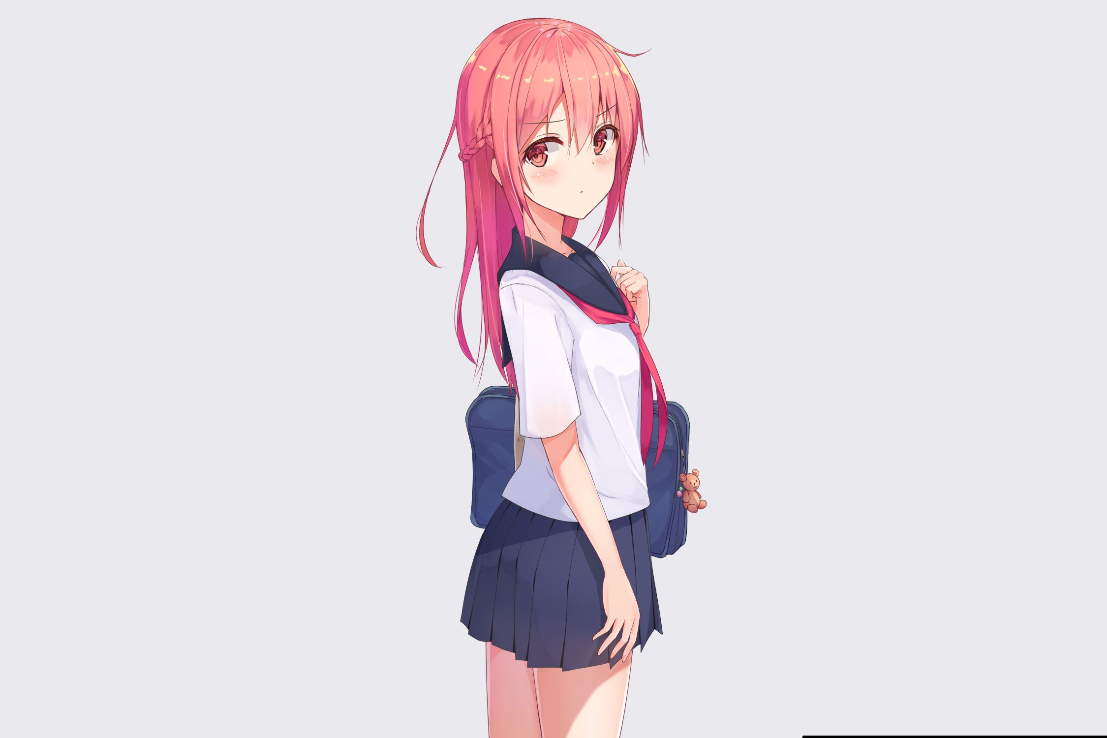 Download mobile wallpaper Anime, Schoolgirl, Original, Pink Hair, School Uniform, Long Hair for free.