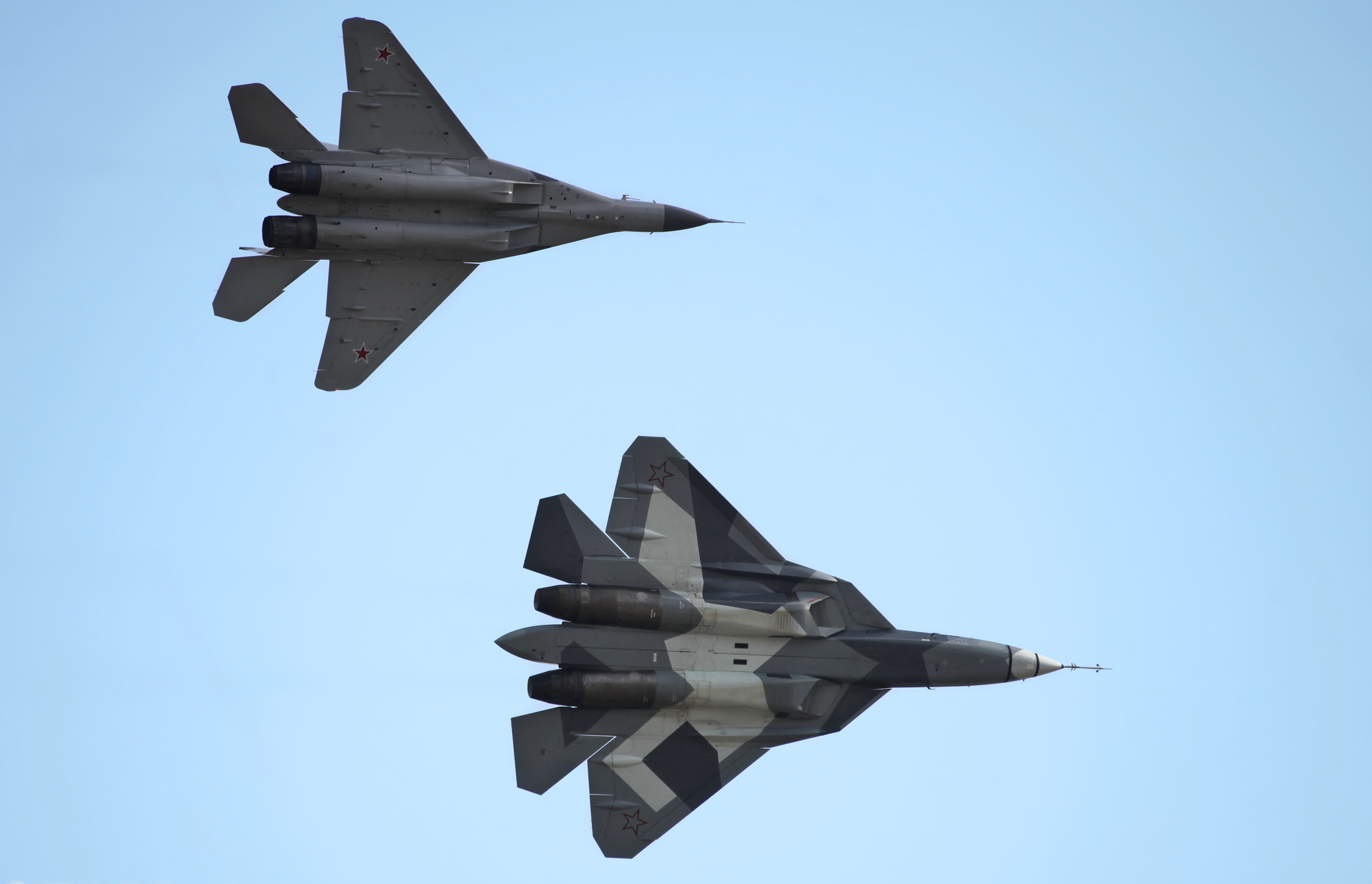 sukhoi su 57, mikoyan gurevich mig 35, military, jet fighters