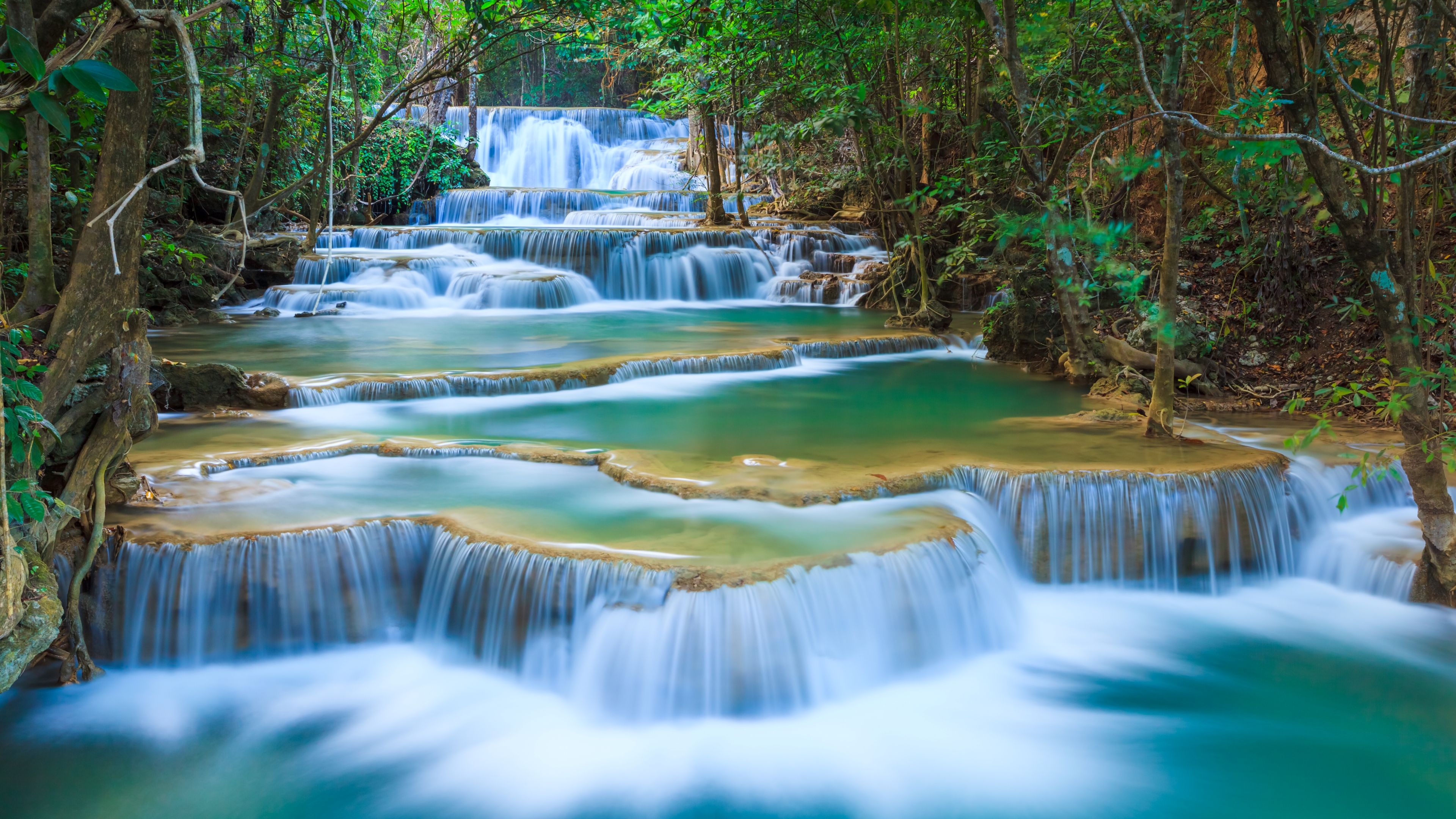 thailand, waterfall, waterfalls, earth, erawan waterfall, erawan national park, tenasserim hills