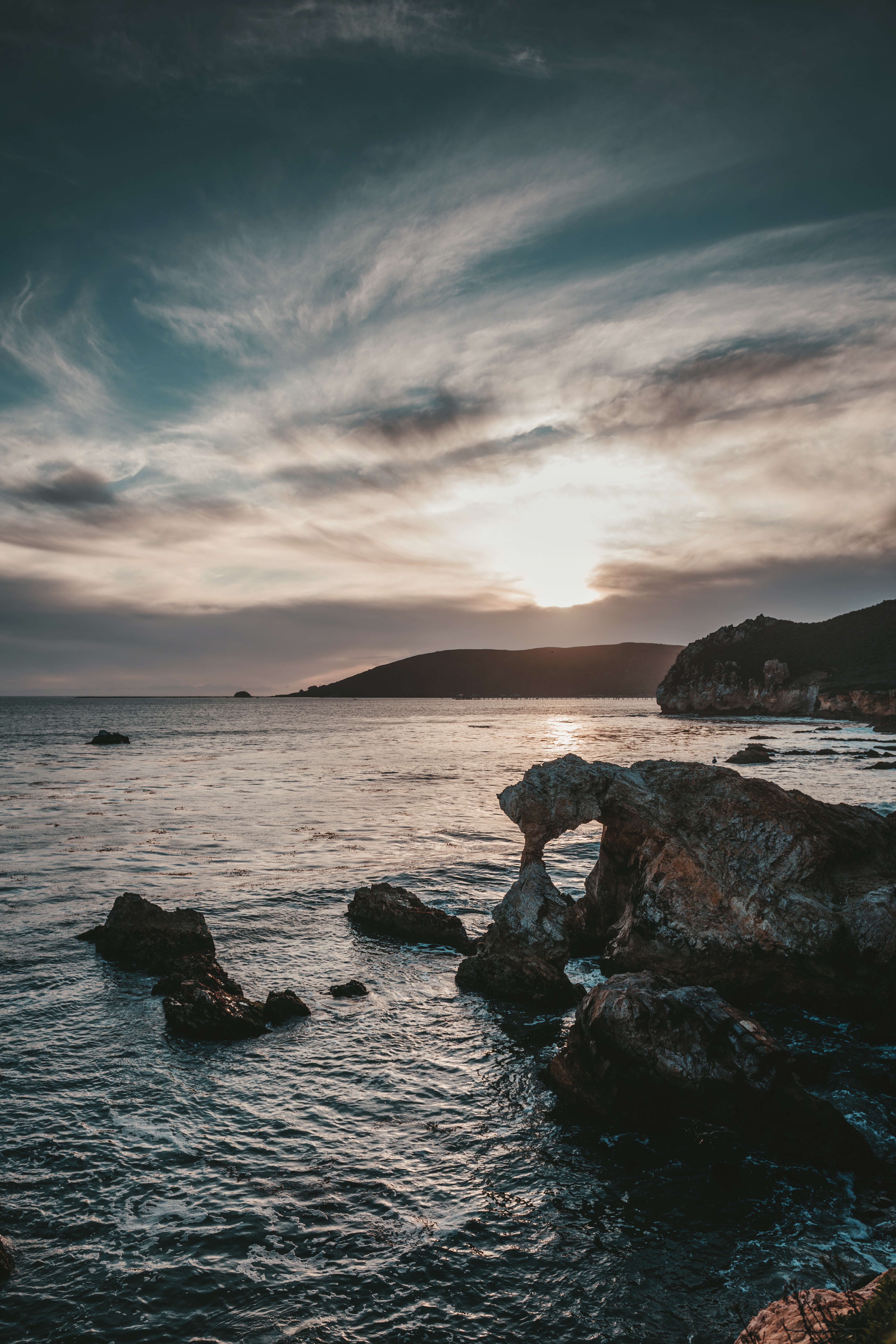 Laden Sie das Sunset, Sky, Felsen, Horizont, Natur, Die Steine, Sea-Bild kostenlos auf Ihren PC-Desktop herunter