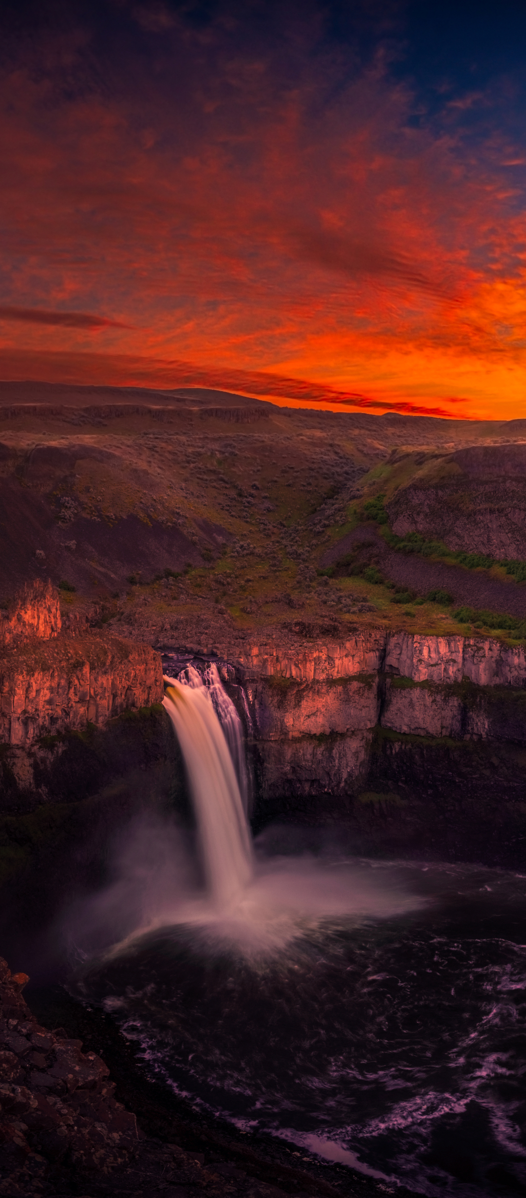 Handy-Wallpaper Wasserfälle, Wasserfall, Washington, Sonnenuntergang, Erde/natur, Palouse Falls kostenlos herunterladen.