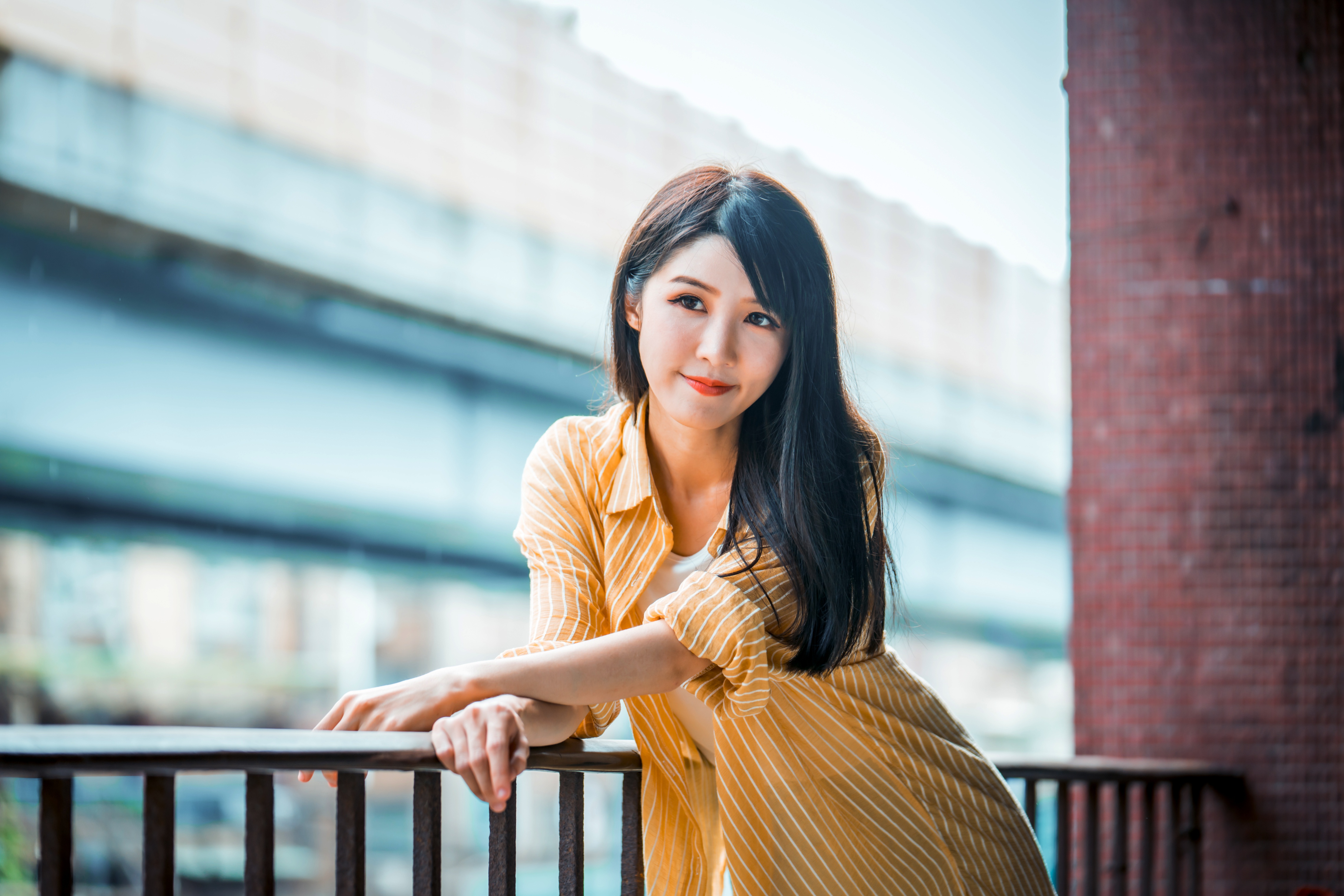 Free download wallpaper Model, Women, Asian, Black Hair, Long Hair, Lipstick, Depth Of Field on your PC desktop