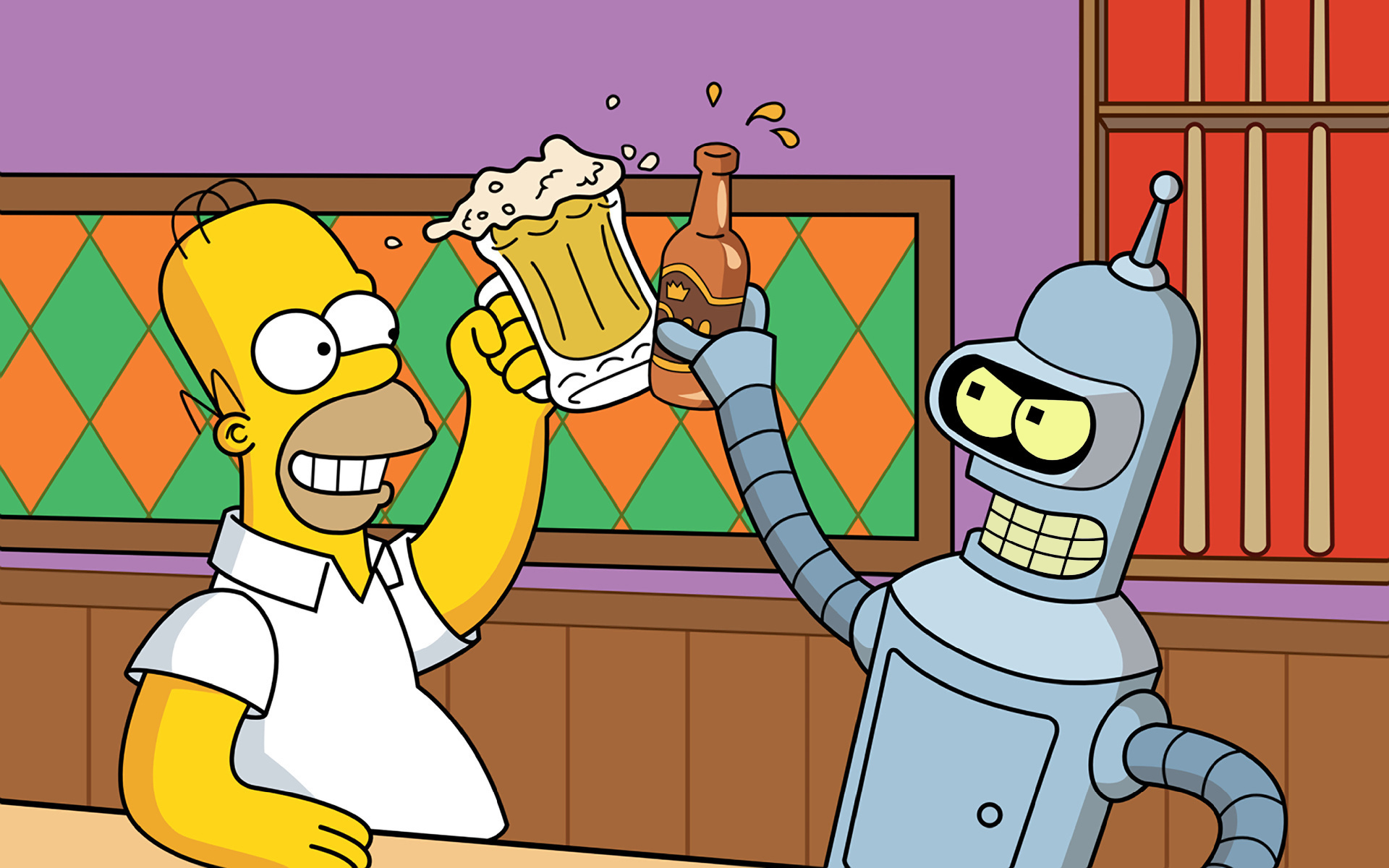 Download mobile wallpaper Futurama, Bender (Futurama), Homer Simpson, Tv Show for free.