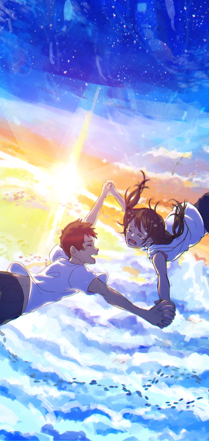 Download mobile wallpaper Anime, Sunset, Cloud, Weathering With You, Hina Amano, Hodaka Morishima for free.