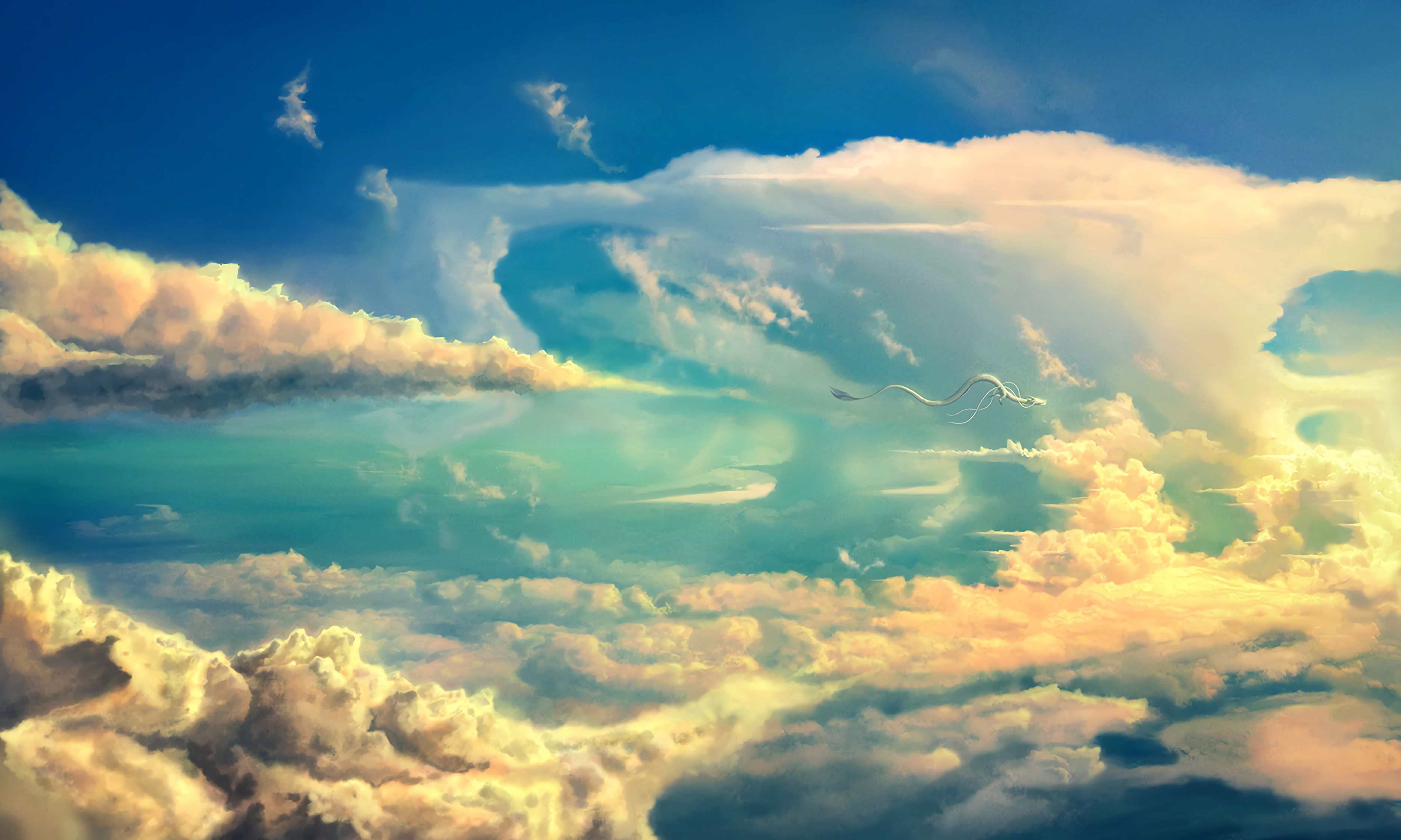 Descarga gratis la imagen Cielo, Nubes, Arte, El Dragón, Dragón en el escritorio de tu PC