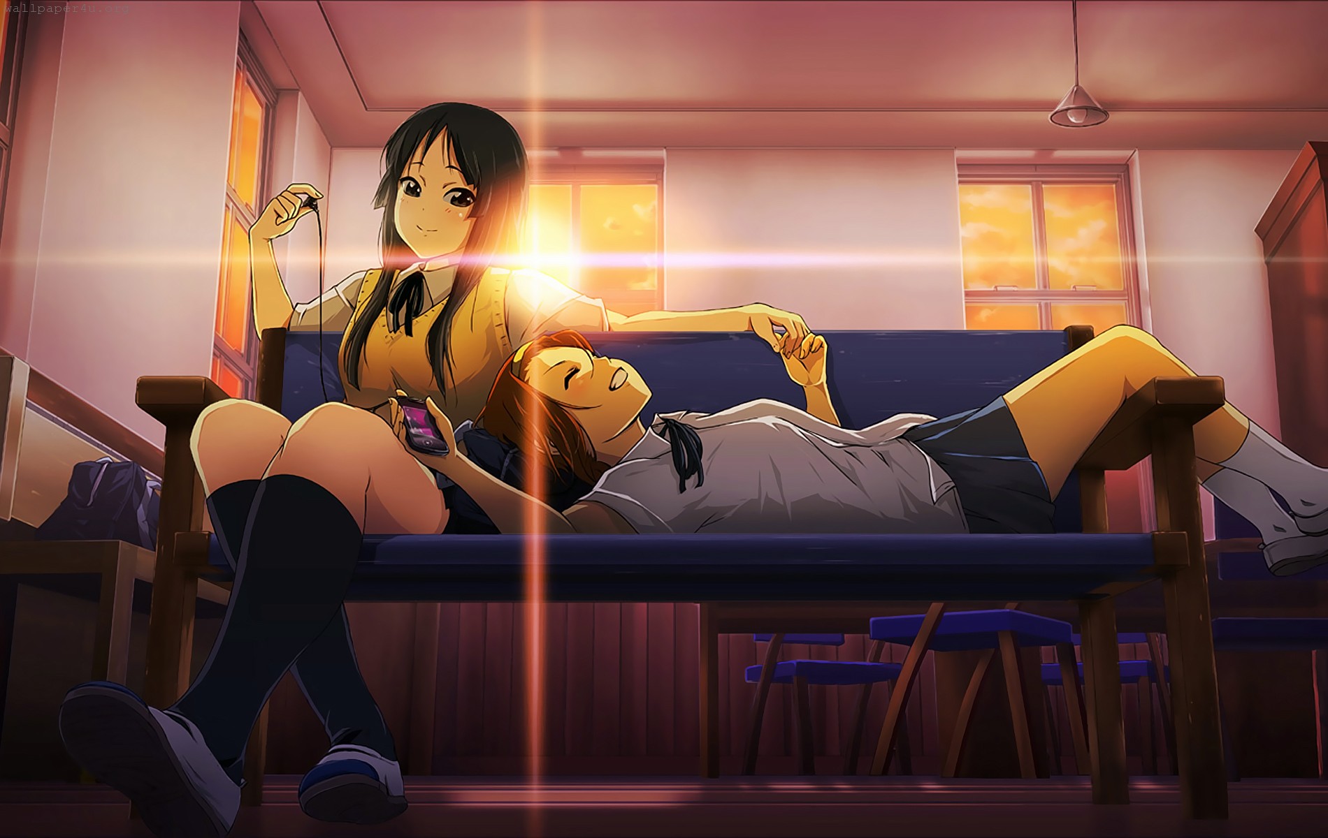 Download mobile wallpaper Anime, Sunset, Mio Akiyama, K On!, Ritsu Tainaka for free.