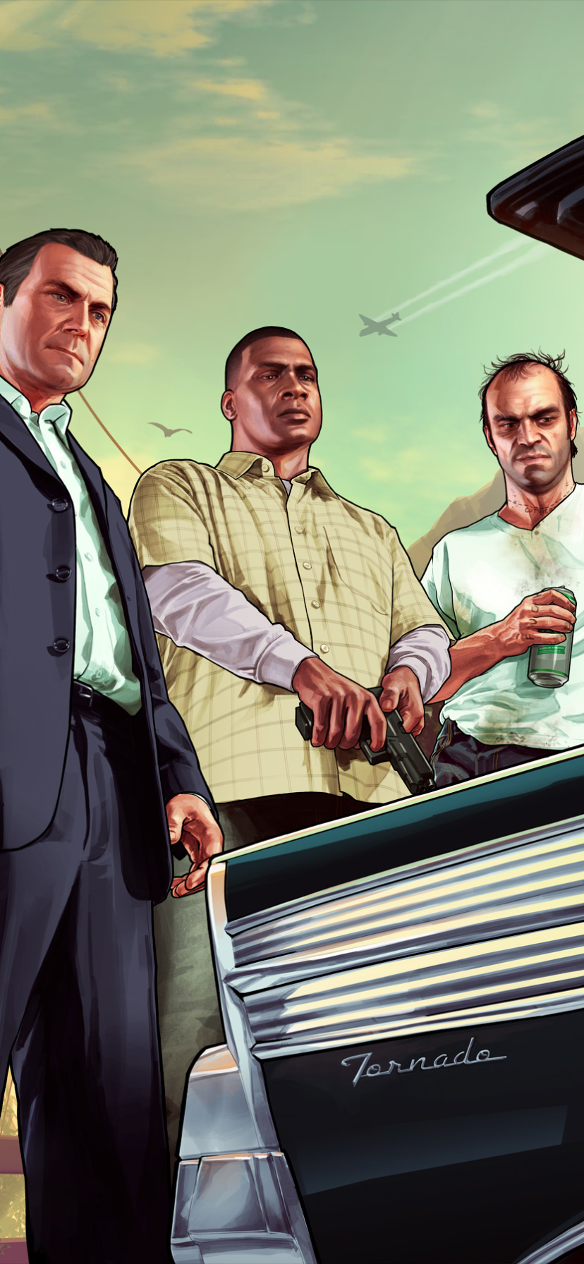 Скачать картинку Видеоигры, Grand Theft Auto, Grand Theft Auto V, Франклин Клинтон, Майкл Де Санта, Тревор Филипс в телефон бесплатно.