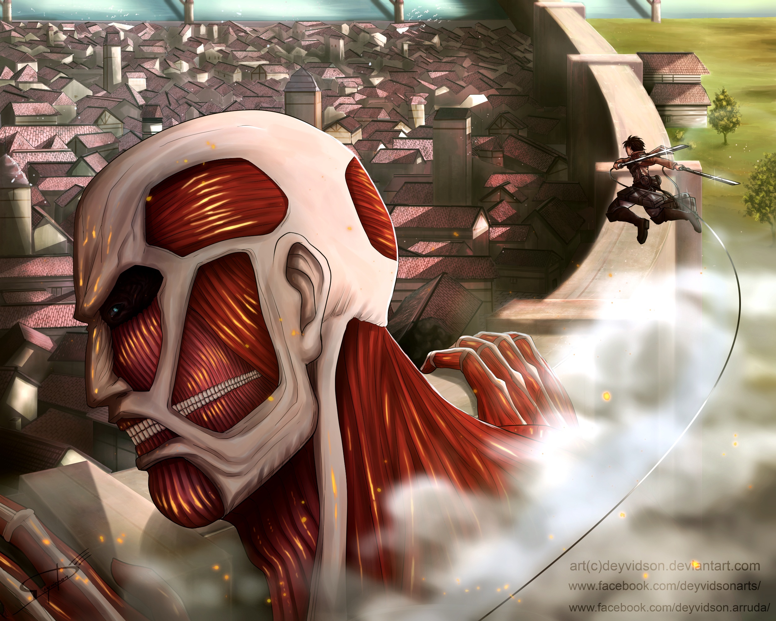 Free download wallpaper Anime, Eren Yeager, Attack On Titan, Colossal Titan on your PC desktop