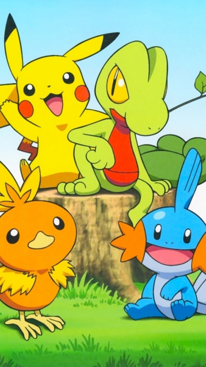Descarga gratuita de fondo de pantalla para móvil de Pokémon, Pikachu, Videojuego, Treecko (Pokémon), Torchic (Pokémon), Mudkip (Pokémon).