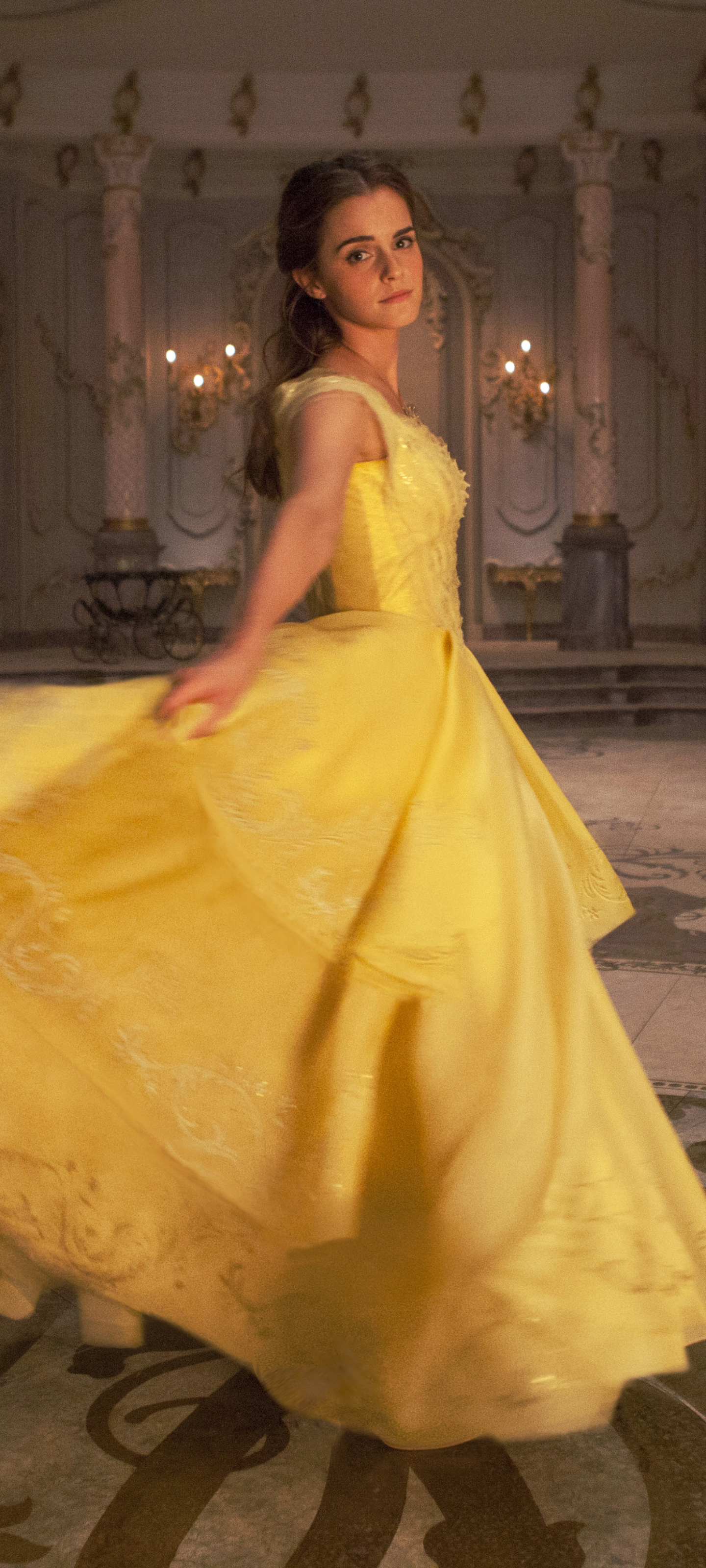 Download mobile wallpaper Emma Watson, Yellow Dress, Movie, Belle (Beauty And The Beast), Beauty And The Beast (2017) for free.