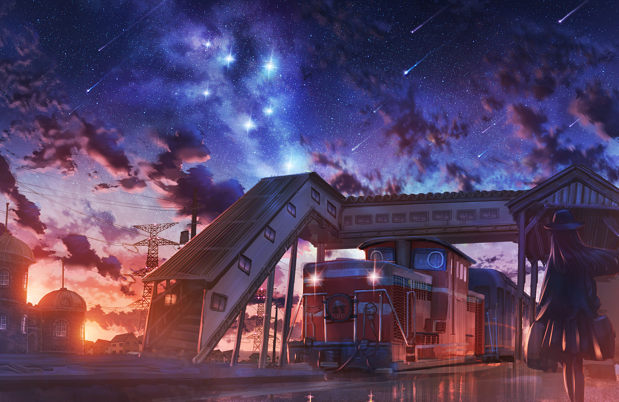 Download mobile wallpaper Anime, Sunset, Train, Train Station for free.