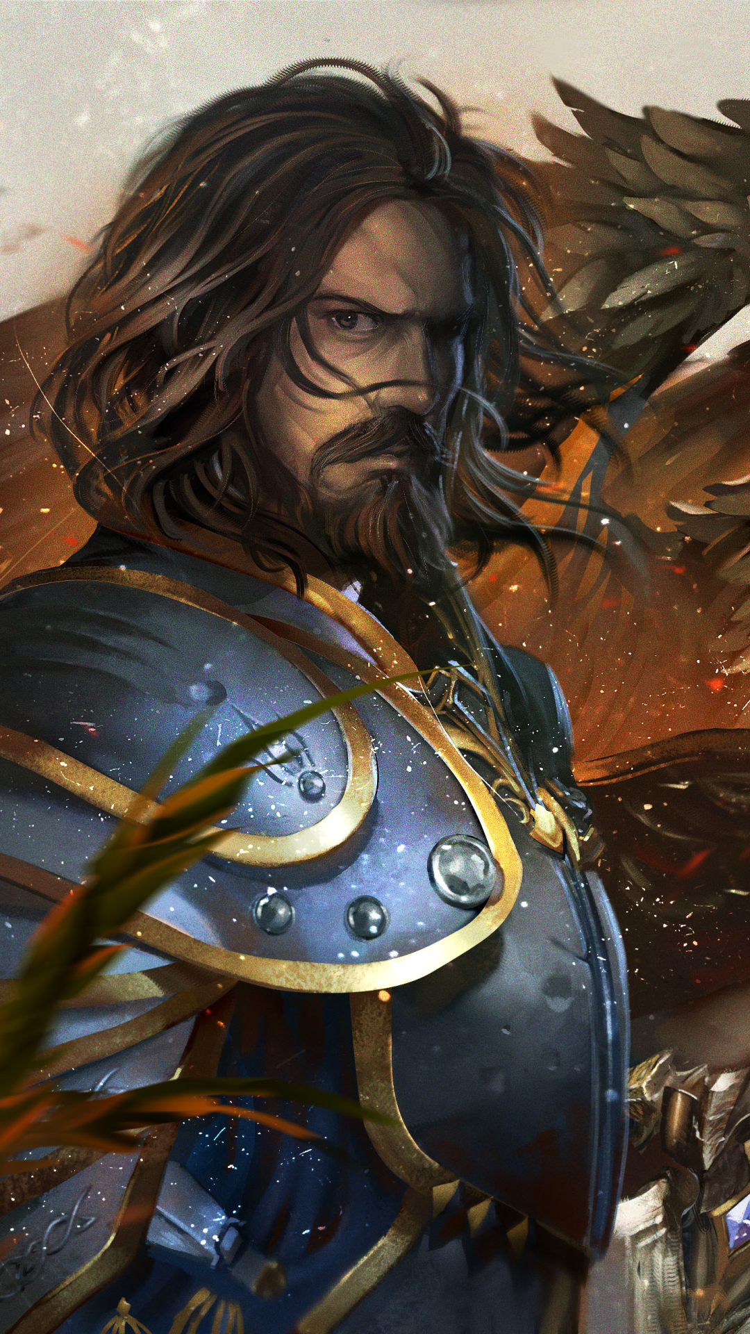 Download mobile wallpaper Warcraft, Eagle, Warrior, Knight, Armor, Video Game, World Of Warcraft, Stare, Anduin Lothar for free.
