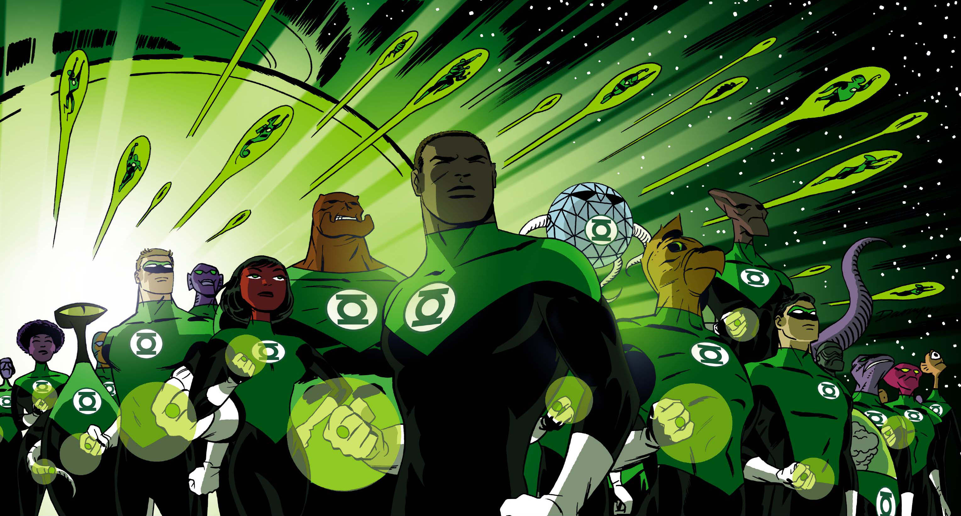 comics, green lantern corps, dc comics, green lantern, hal jordan, john stewart (green lantern), kilowog (dc comics), kyle rayner