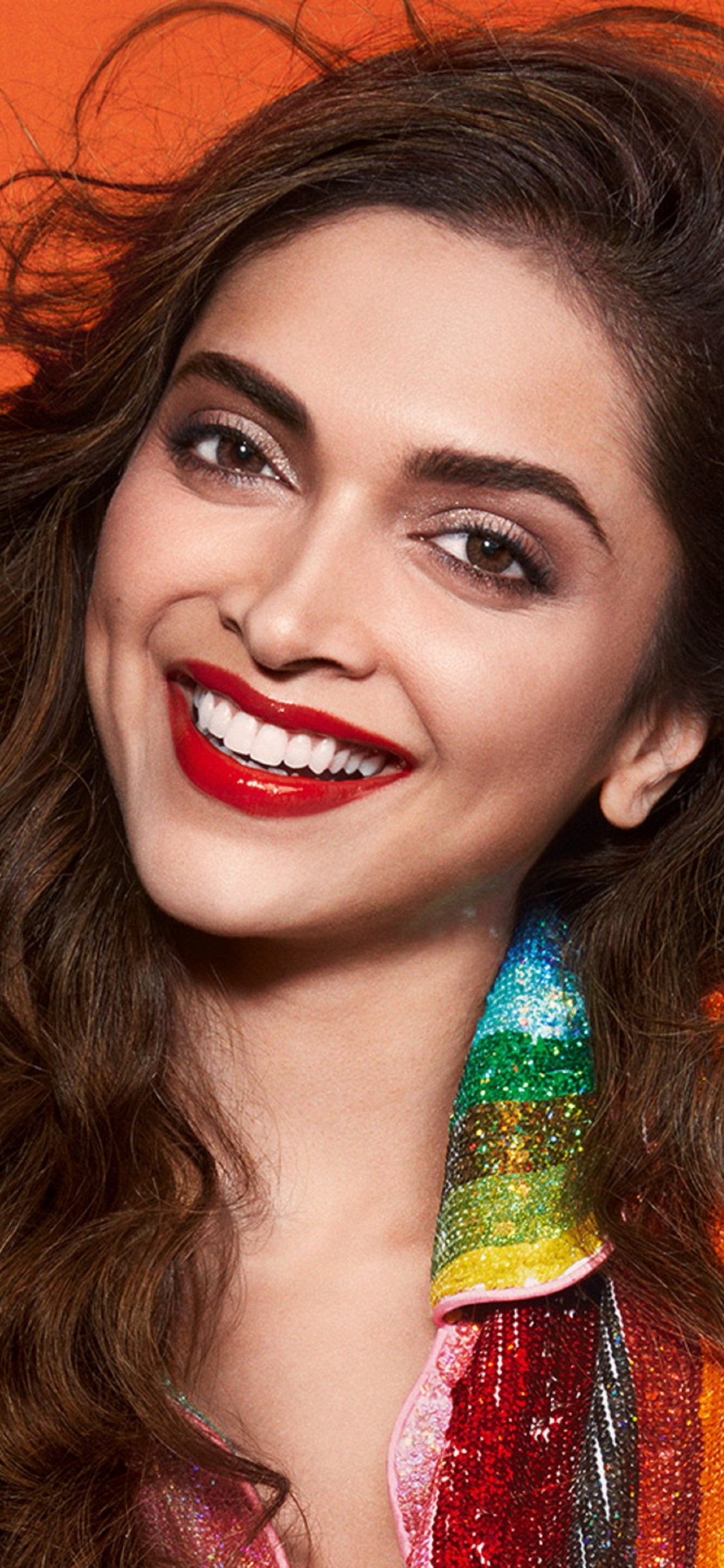 Download mobile wallpaper Smile, Brunette, Indian, Celebrity, Brown Eyes, Long Hair, Actress, Lipstick, Deepika Padukone, Bollywood for free.