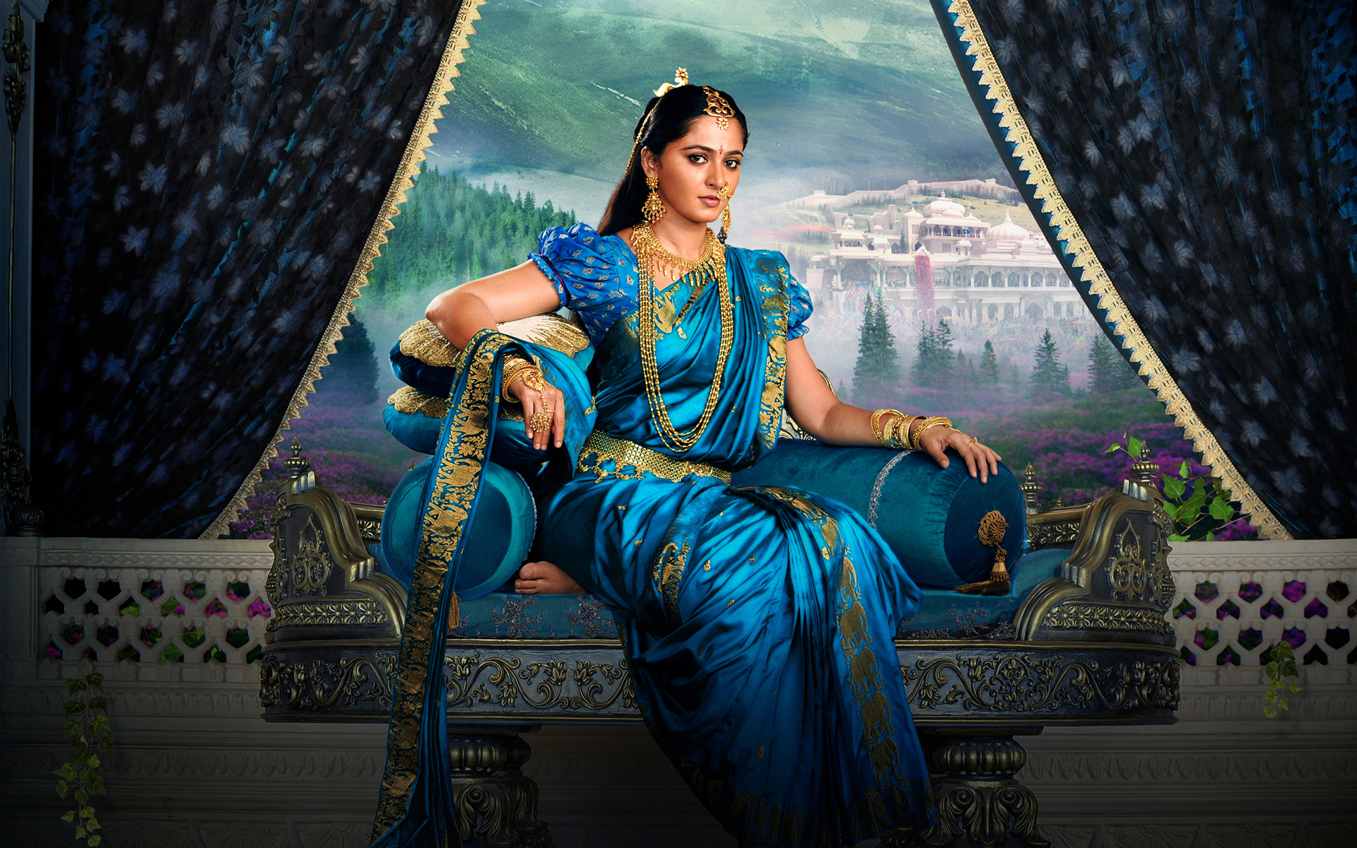 868443 descargar fondo de pantalla celebridades, anushka shetty, actriz, morena, indio, sari: protectores de pantalla e imágenes gratis