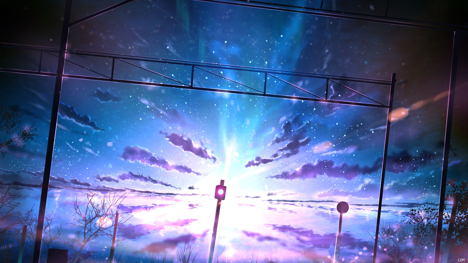 Download mobile wallpaper Anime, Sky, Night, Cloud for free.