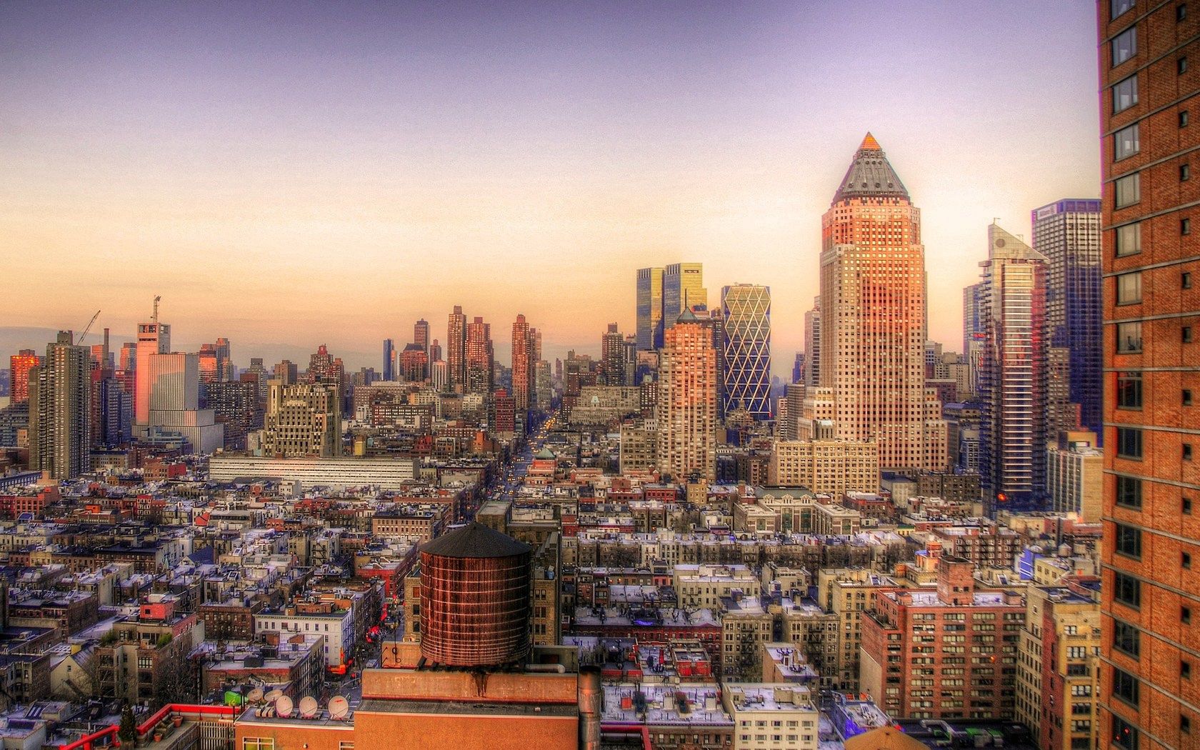 Download mobile wallpaper Cities, Building, Sunset, New York, Hdr for free.